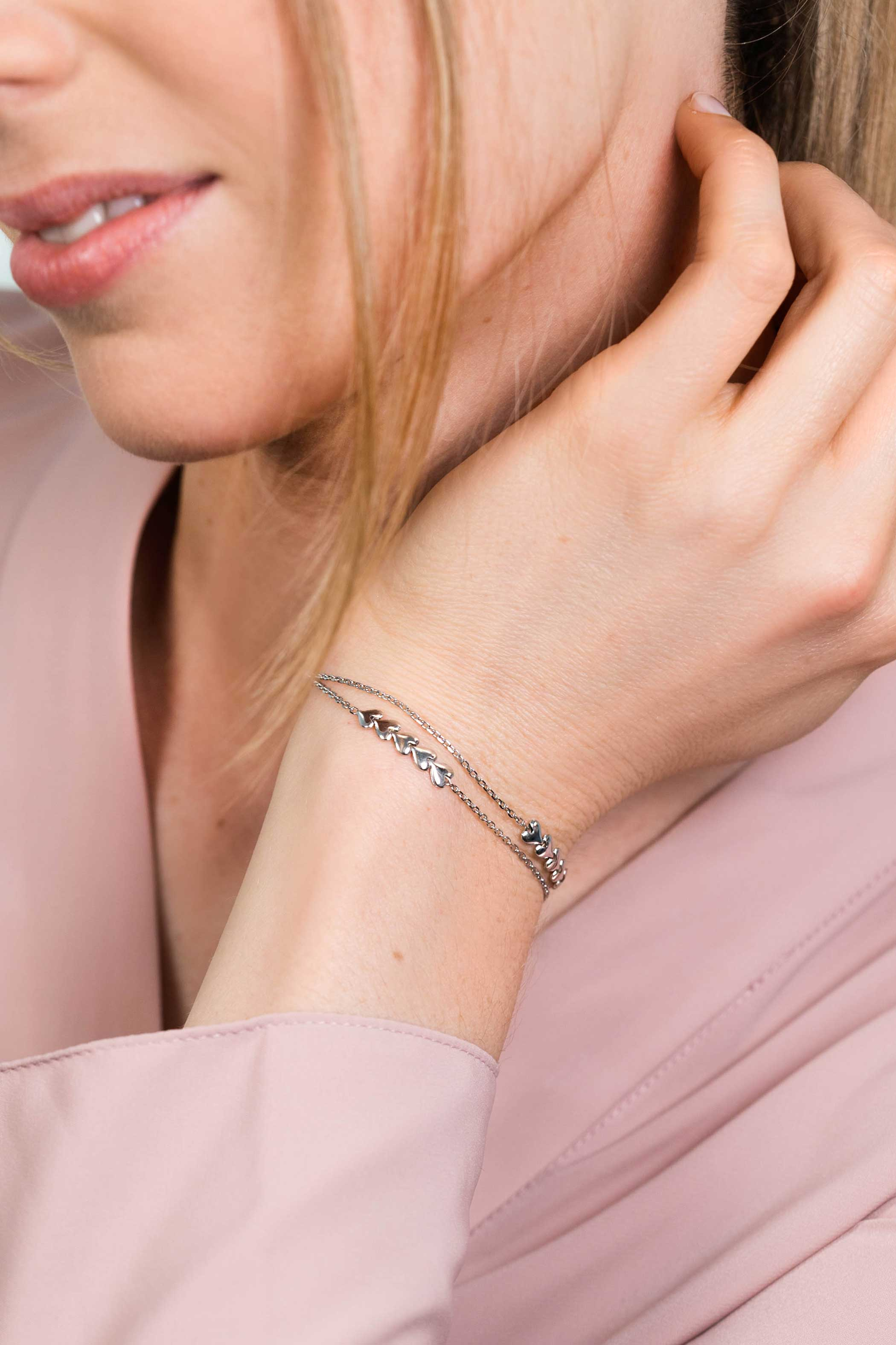 ZINZI silbernes Gliederarmband mit Herzen 17-20cm ZIA1940