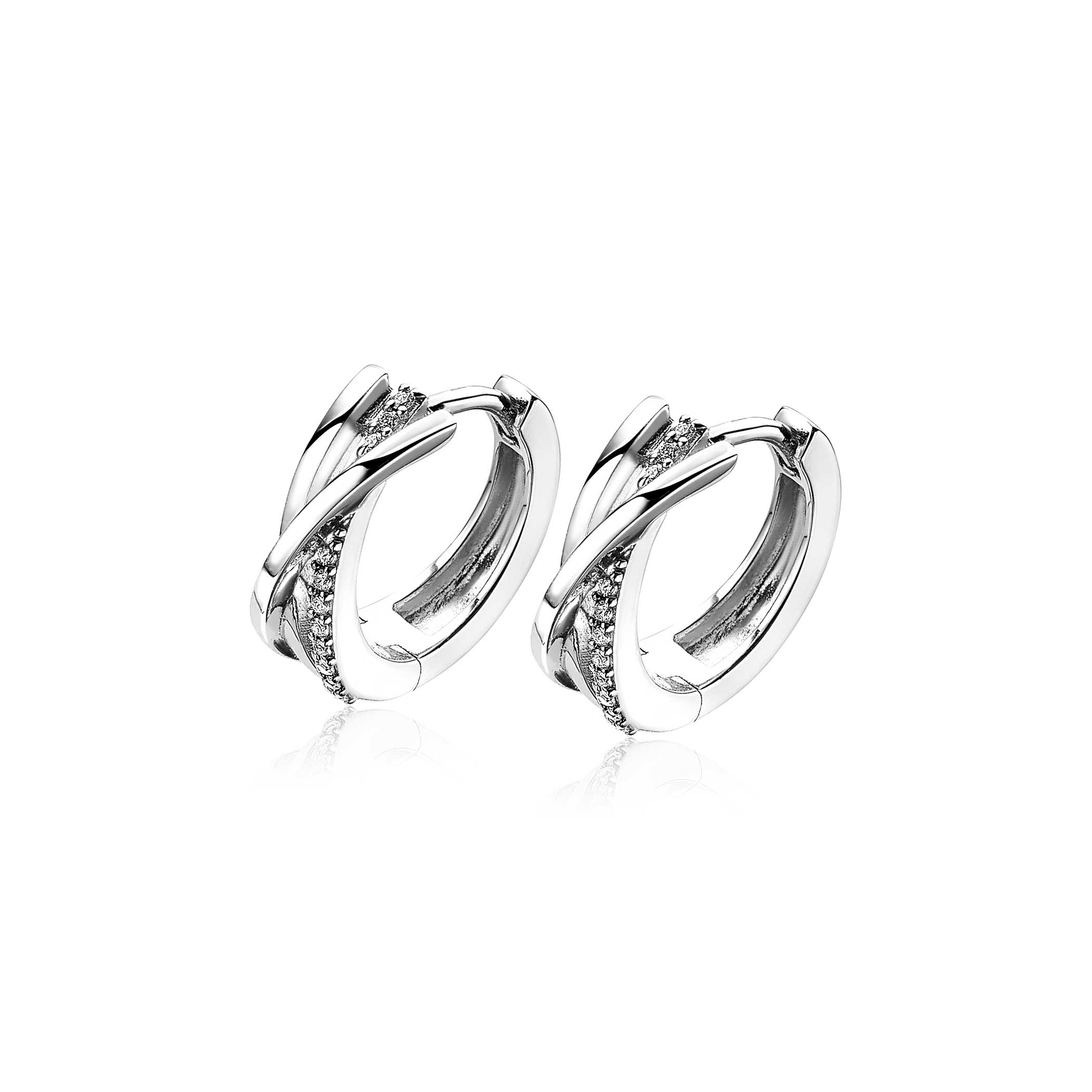 ZINZI silberne cross-over Ohrringe 16x15,5mm  weiß ZIO1774