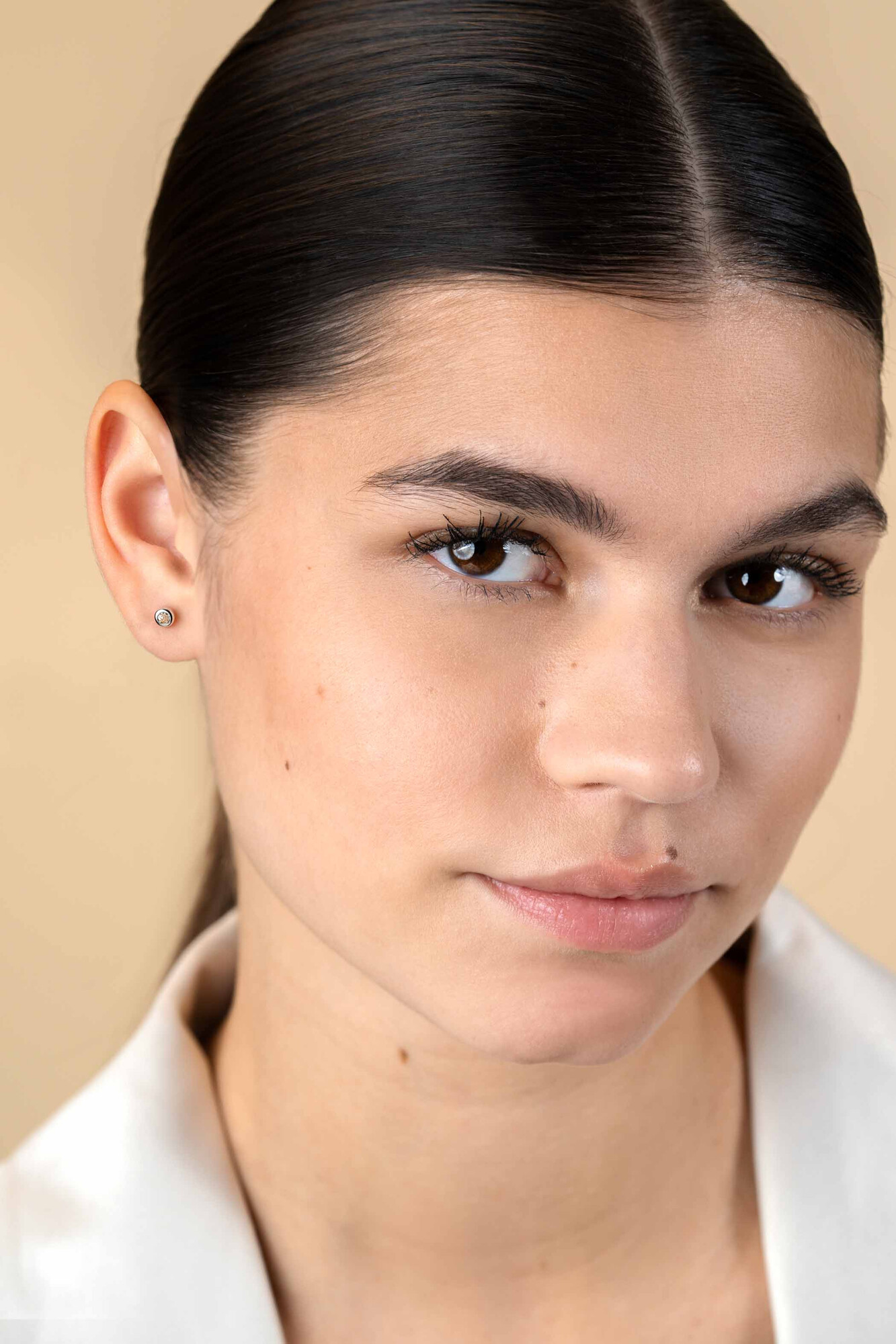 ZINZI zlv. oorknopjes birthstones citrien cz