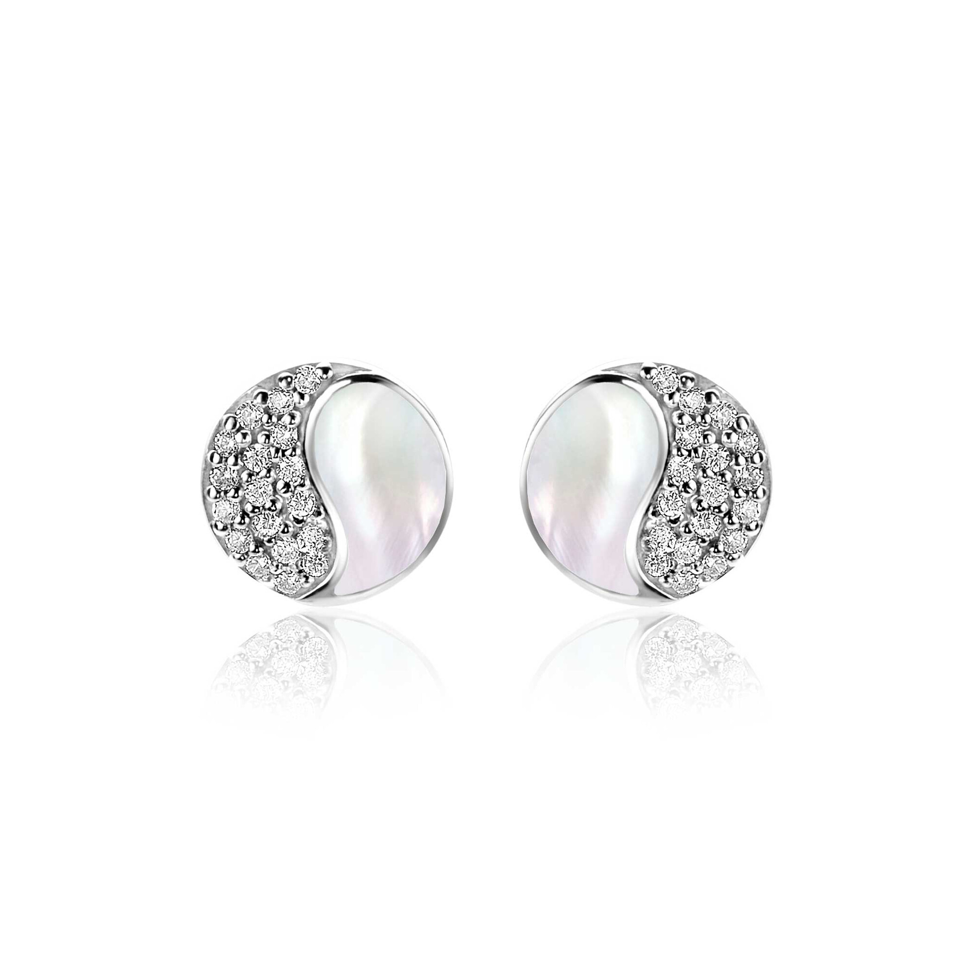 ZINZI zlv. oorstekers yin yang zirconia's parelmoer