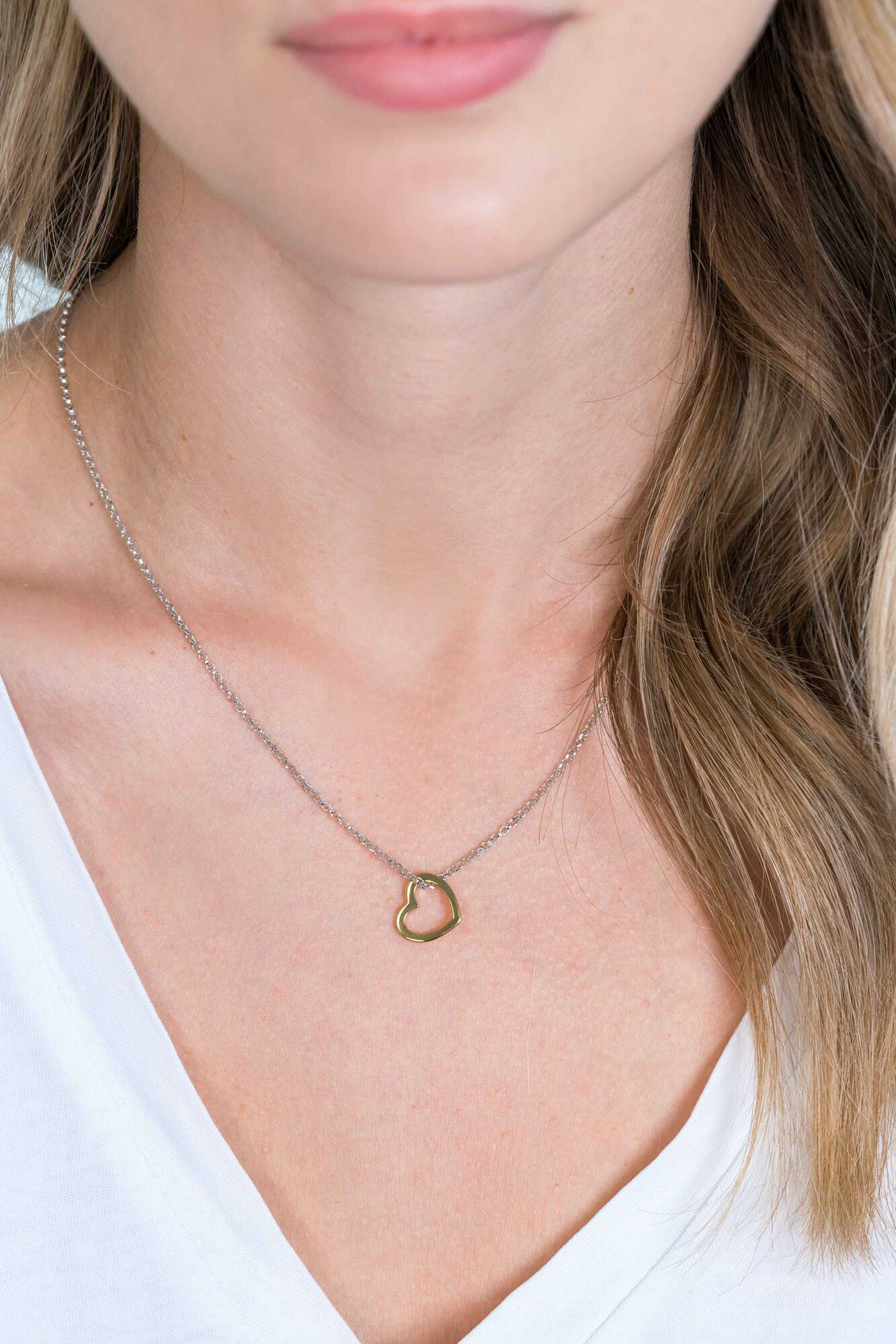 ZINZI silberner Anhänger 14K gelbvergoldet 12mm offen Herz ZIH2197G