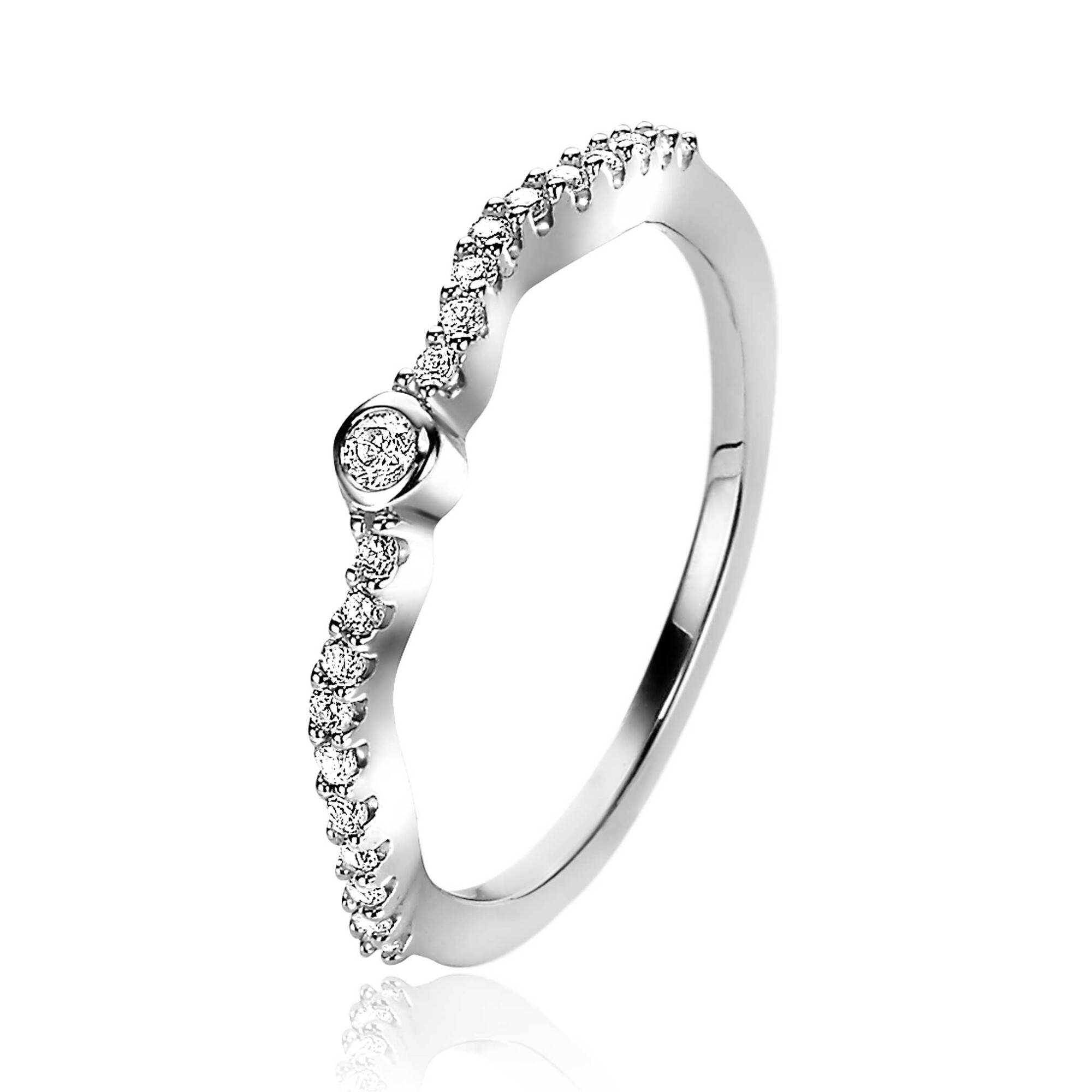 ZINZI silberner Ring wellige 'waves'  weiß ZIR2014