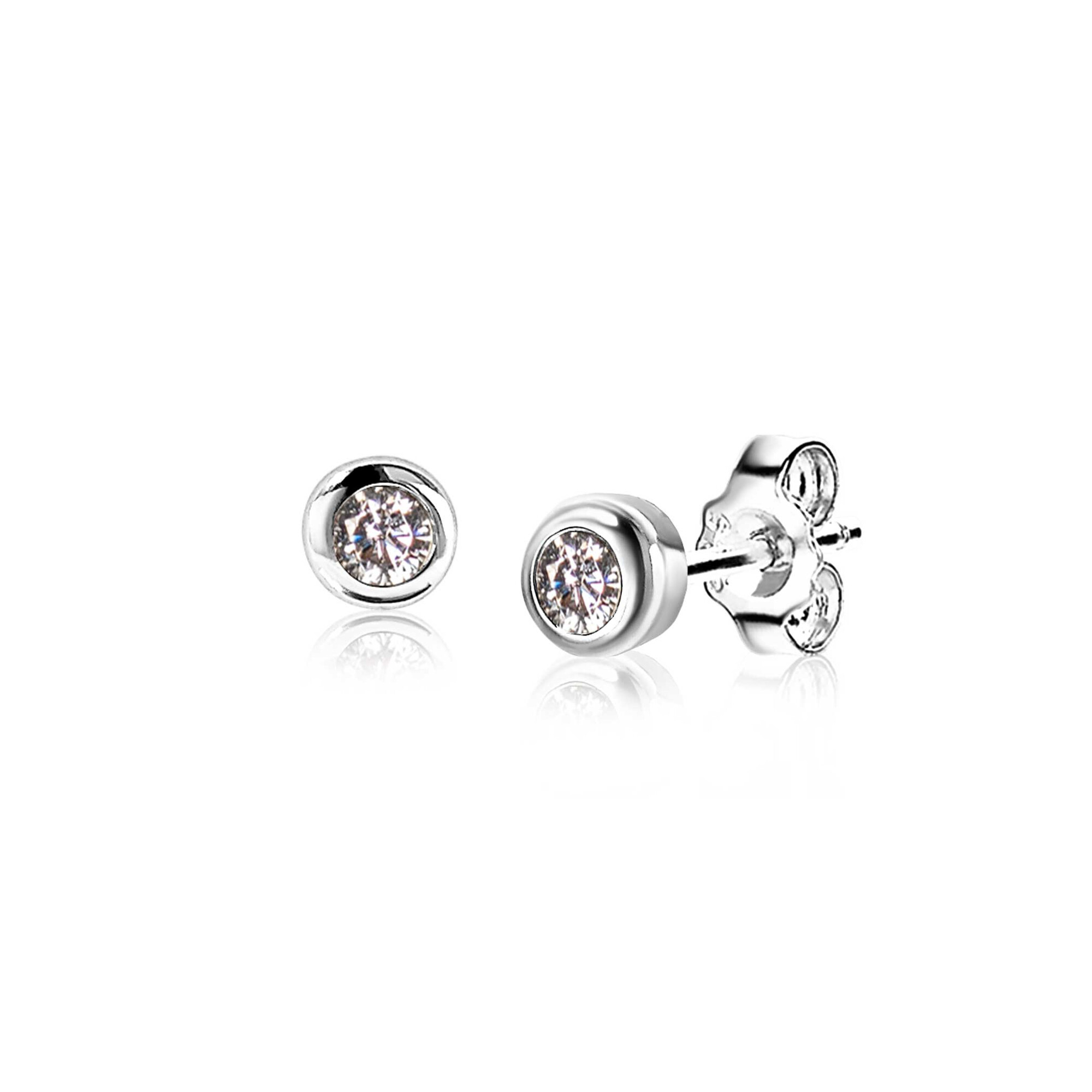 ZINZI zlv. oorknopjes birthstones wit cz