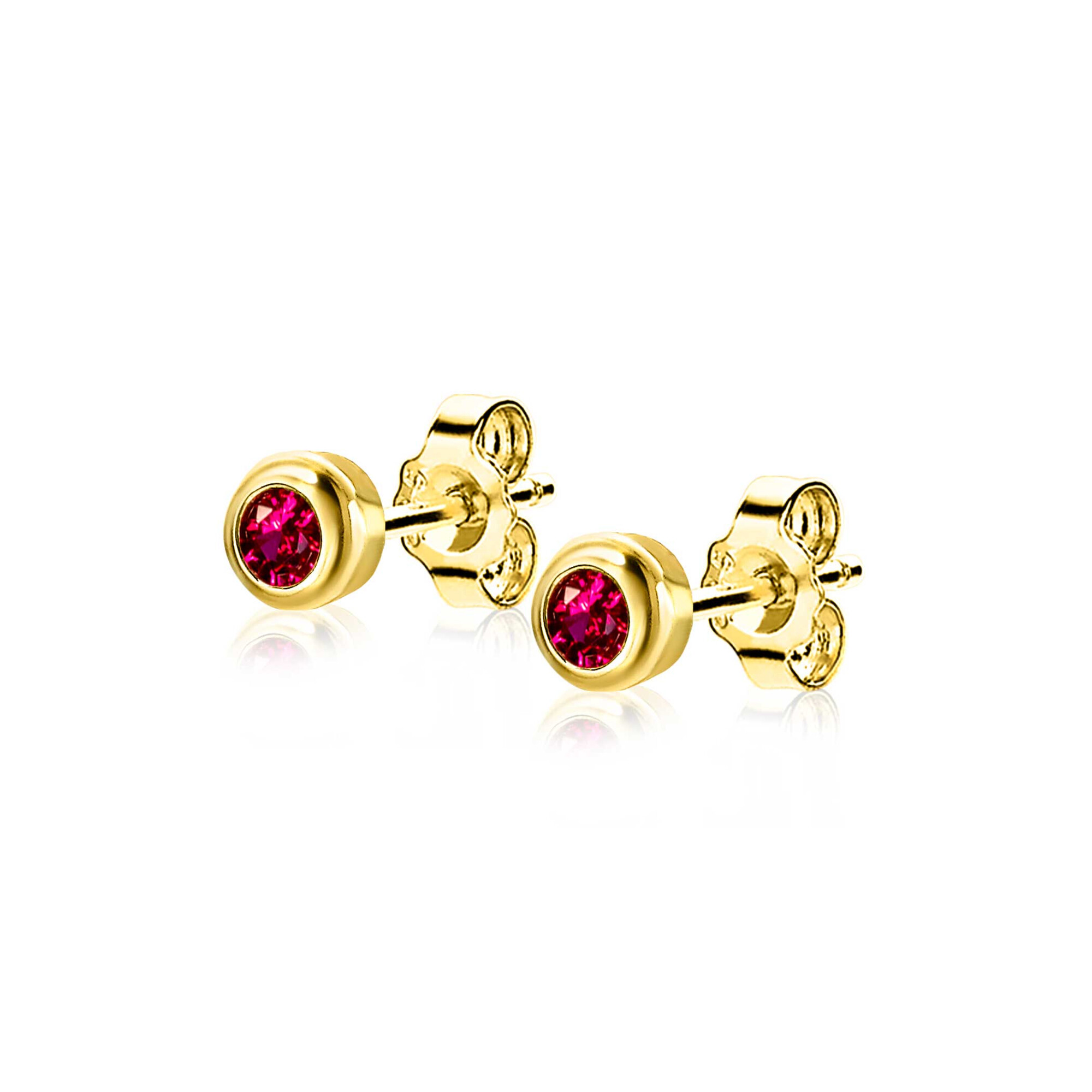 ZINZI zlv. oorknopjes gg.verg.birthstones robijn cz
