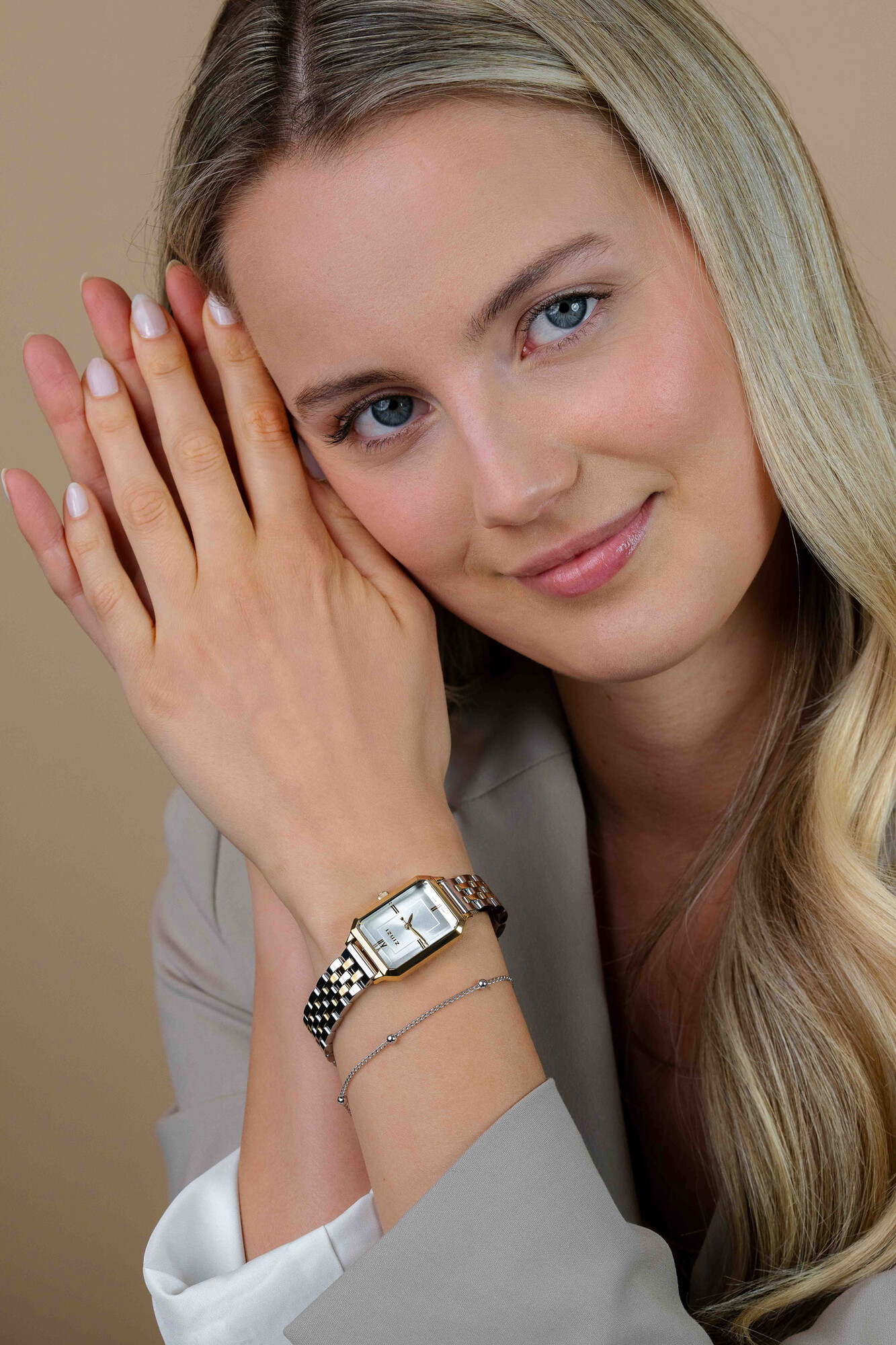 Zinzi Allure horloge 30mm gold/w.plt zilver/bic.band