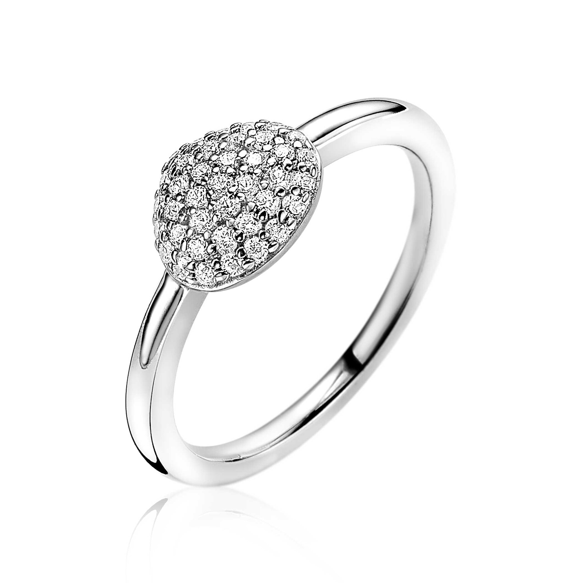 ZINZI silberner Ring Dreieck weiß ZIR1786