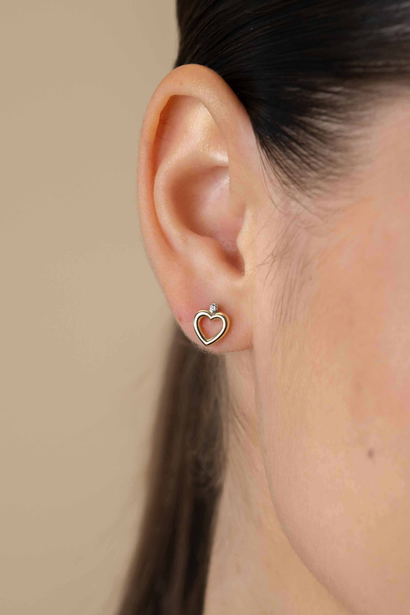 ZINZI zlv. oorknopje gg.verg.open hartje met zirc.