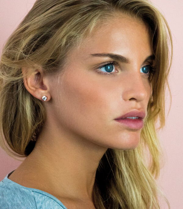 ZINZI silberne Ohrstecker rosé vergoldet rund  weiß ZIO322D