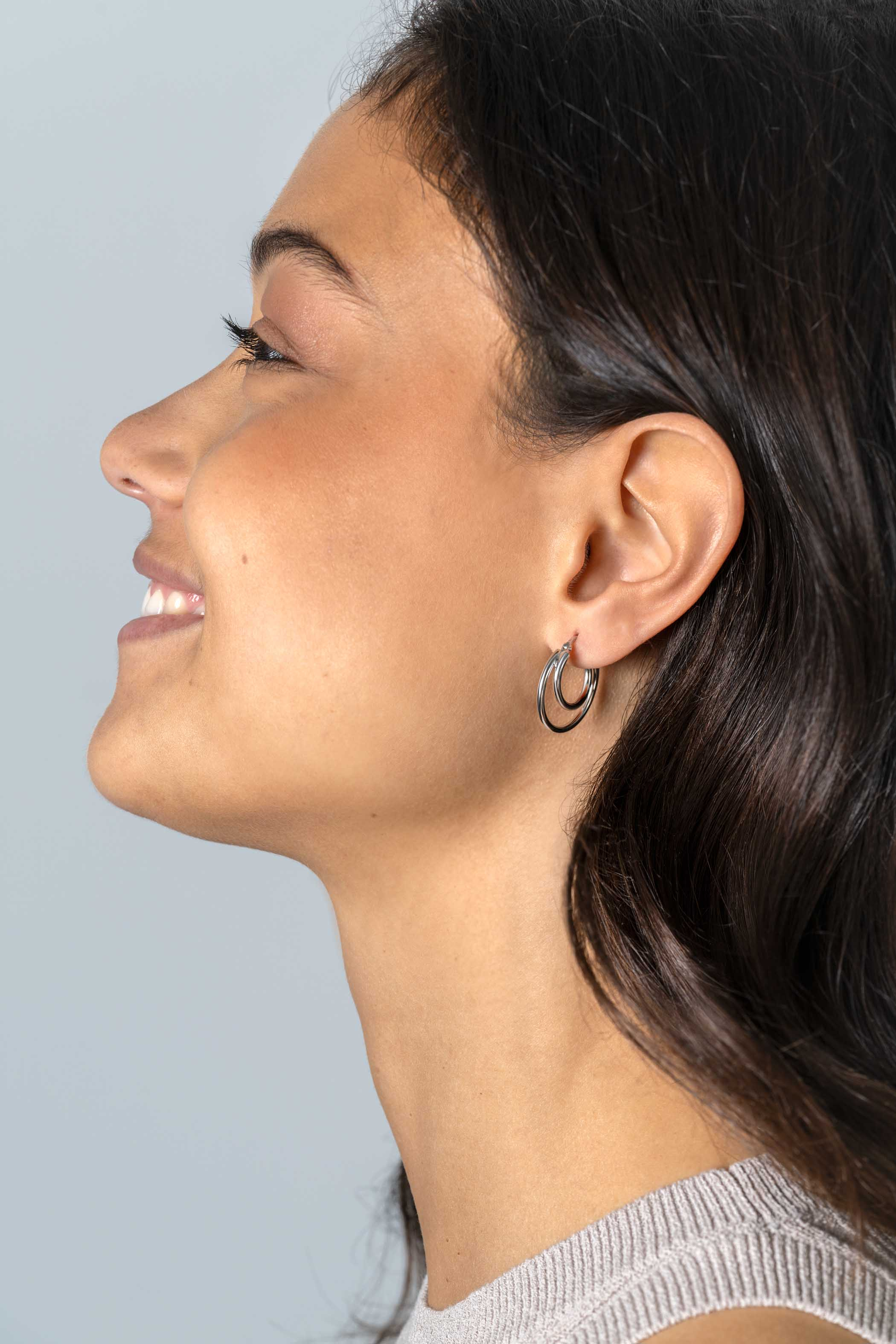 ZINZI zlv. oorringen 2 ringen in 2 maten 22x2mm