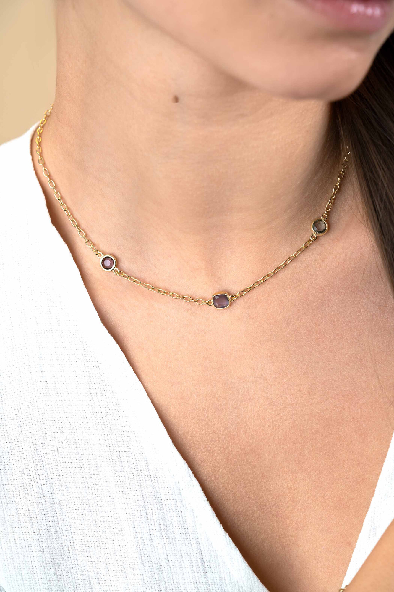 ZINZI zlv. collier gg.verg. paars/lila/blauw