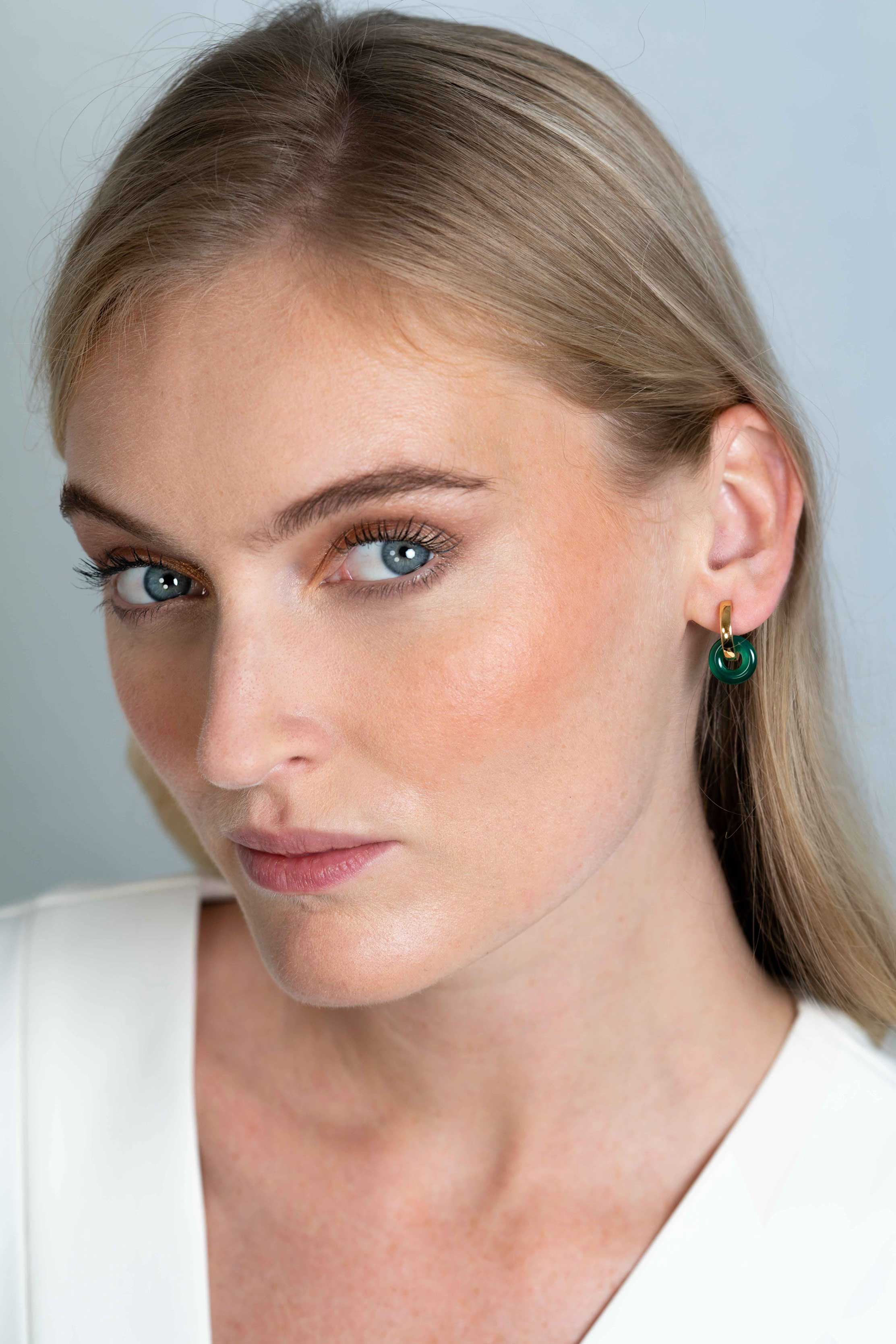 ZINZI Ohranhänger rund 12mm grüner Achat ZICH2274G. Exkl. Ohrringe