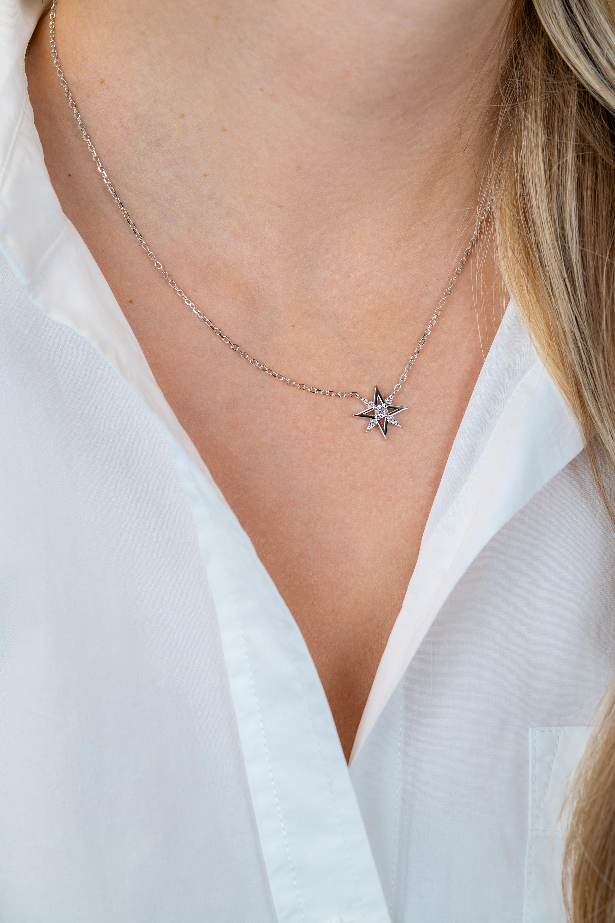 ZINZI zlv. collier met fantasie ster met zironia's