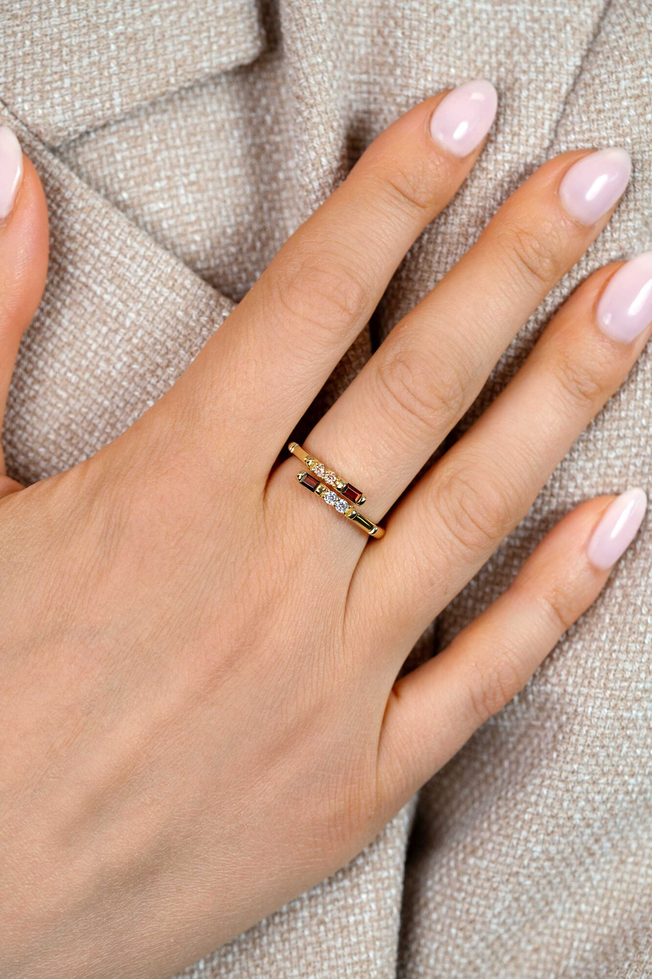 ZINZI zlv. ring gg.verg. met bruin/cham/zirc..mt.62