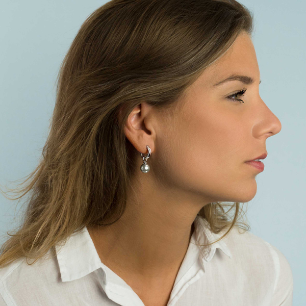 ZINZI silberne Ohrhänger Perle hellgrauZICH266LG