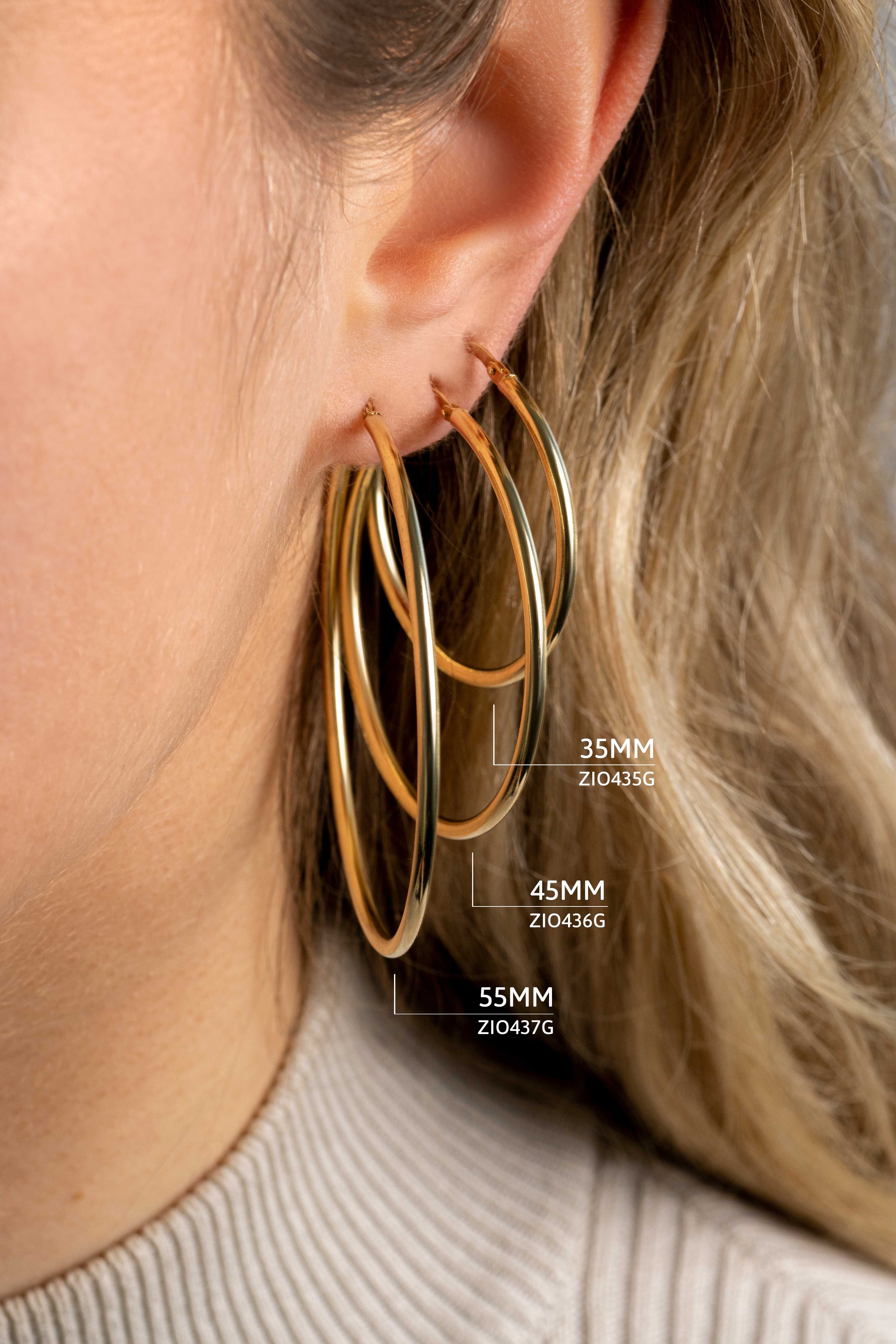 ZINZI silberne Kreolen 55 x 2mm glatt gelbvergoldet ZIO437G