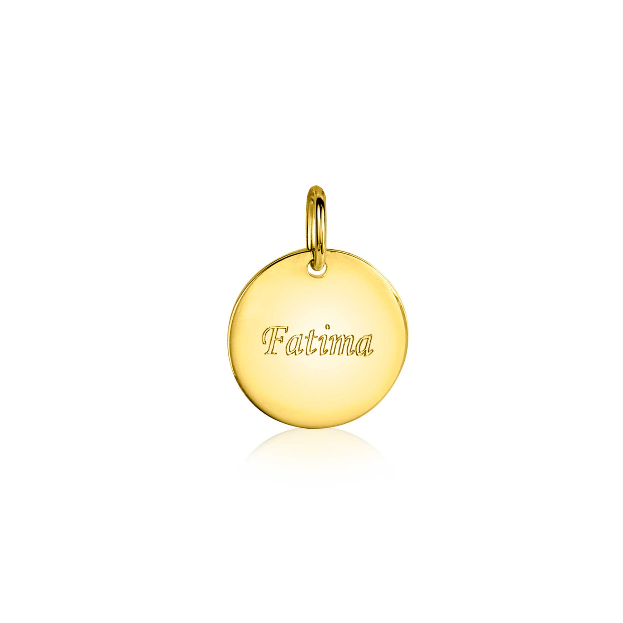 ZINZI zlv. hanger geel verguld rond plaatje 15mm