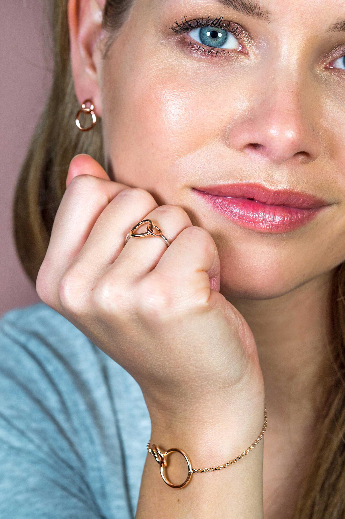 ZINZI silberner Ring rosé vergoldet 2 runde Formen ineinander   ZIR1278R