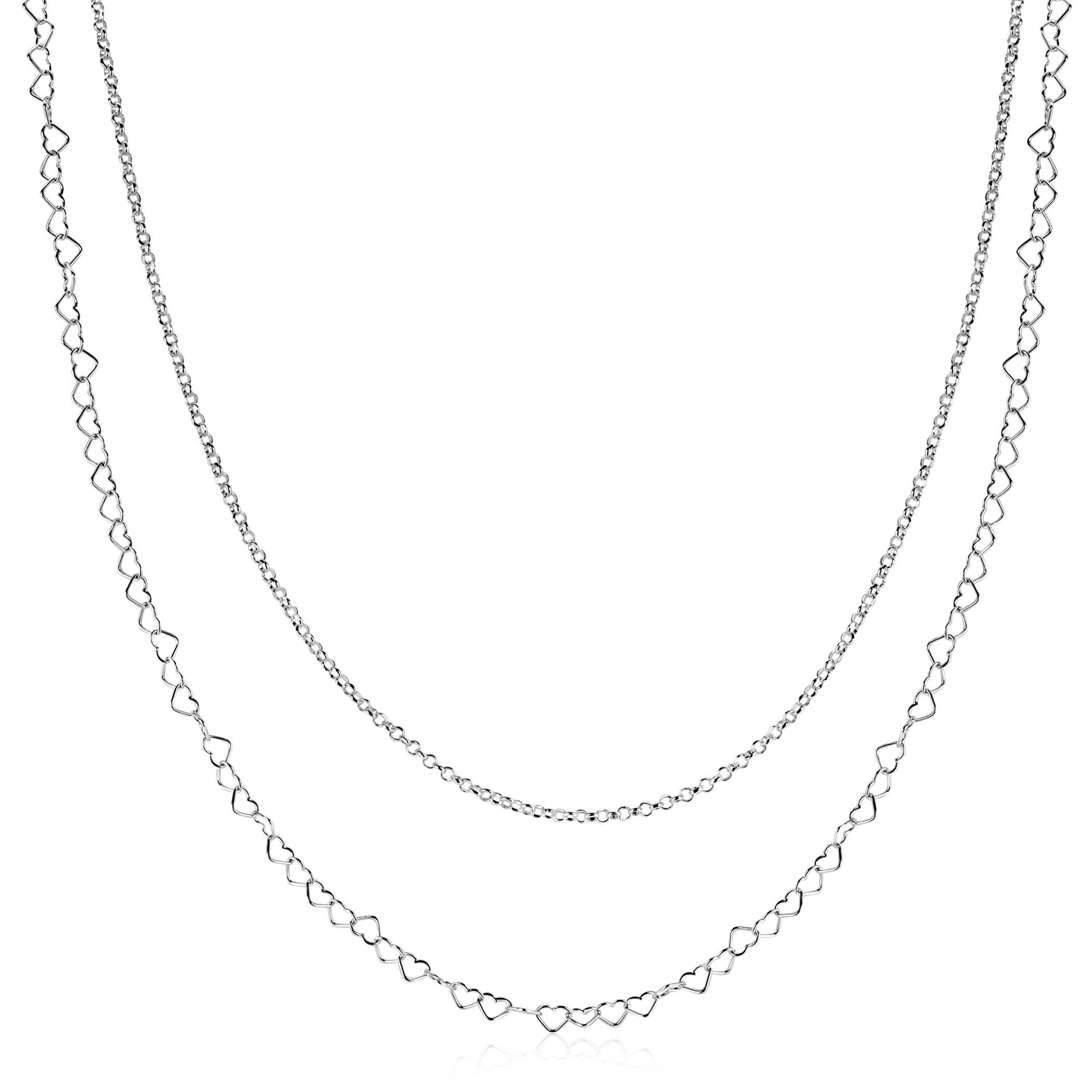 ZINZI zlv. multi-look collier 2 rijen hartjes en jass.