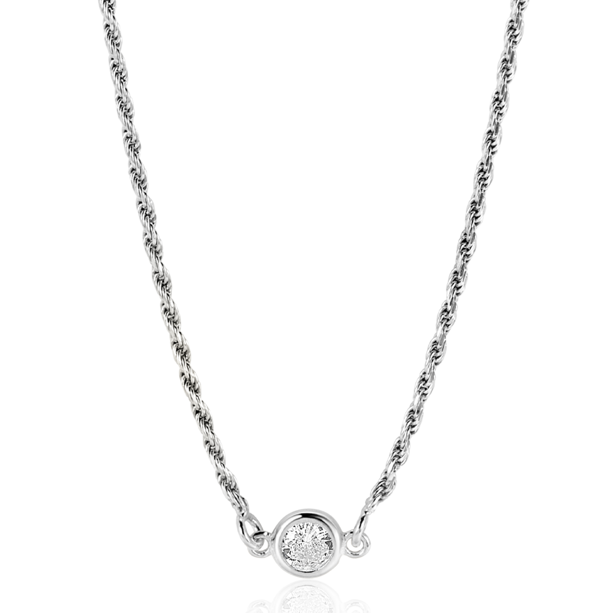 ZINZI zlv. collier koord met ronde zirconia