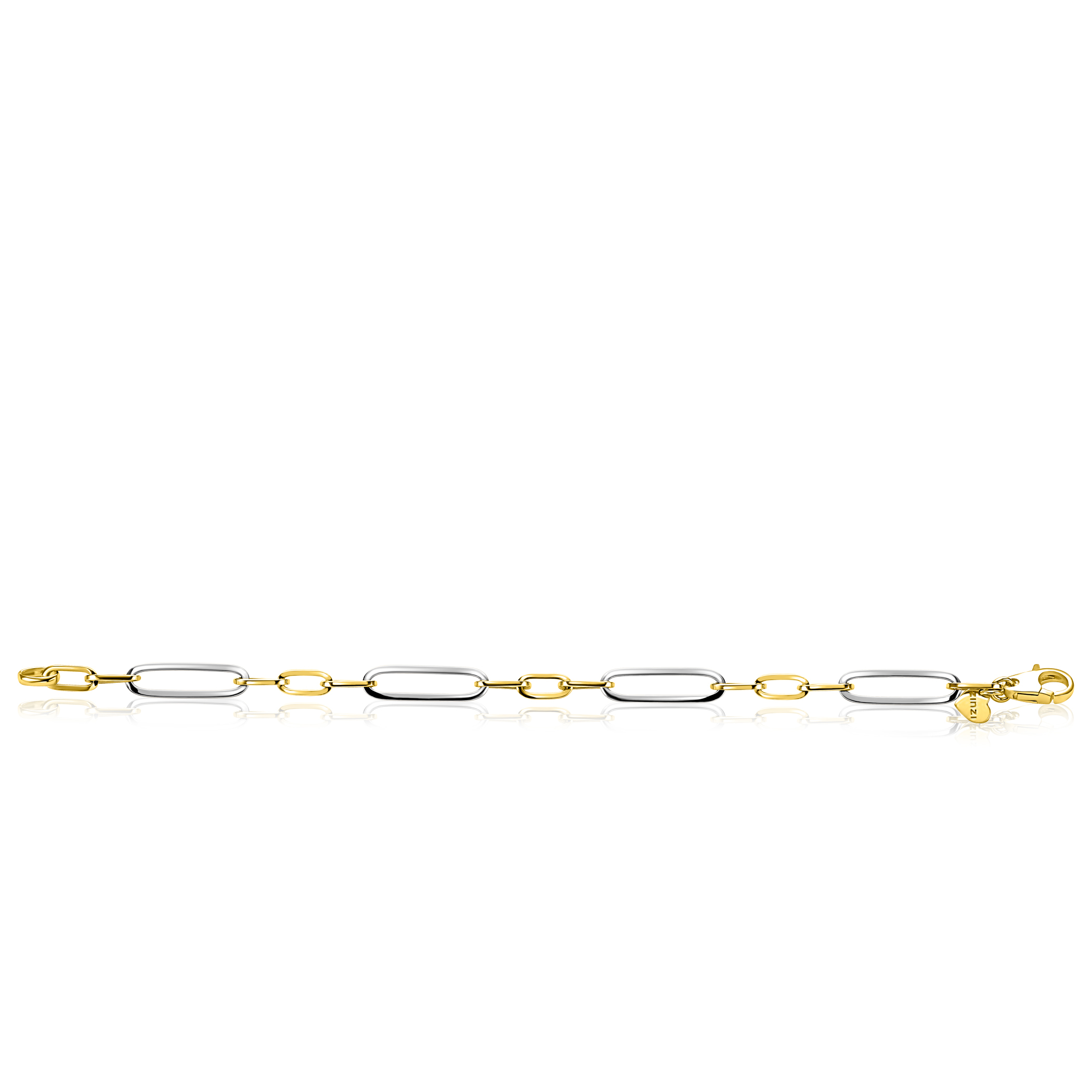 ZINZI zlv. armband bicolor met ovale schakels
