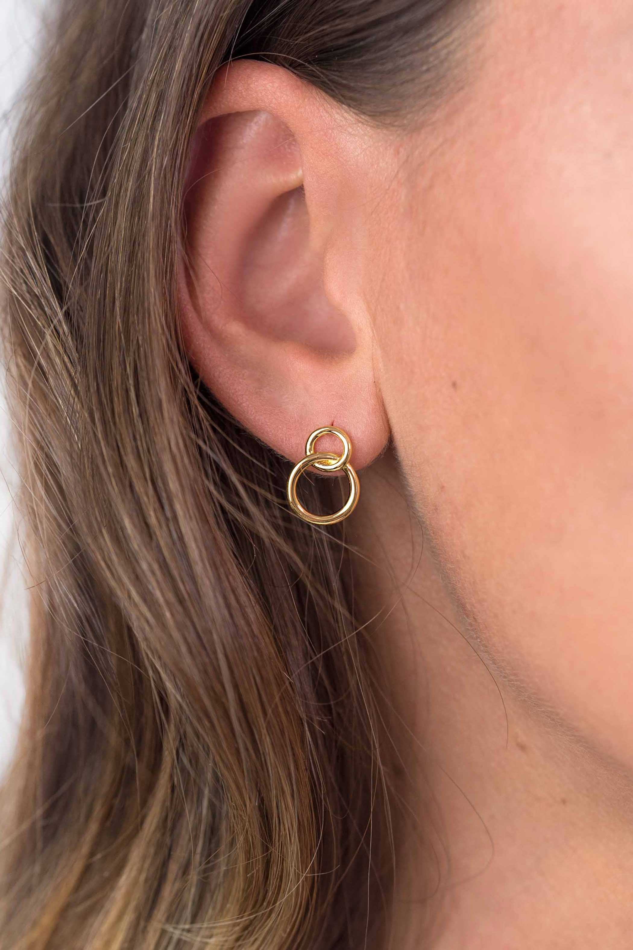 ZINZI silberne Ohrstecker gelbvergoldet 2 runde Formen ineinander ZIO1278G