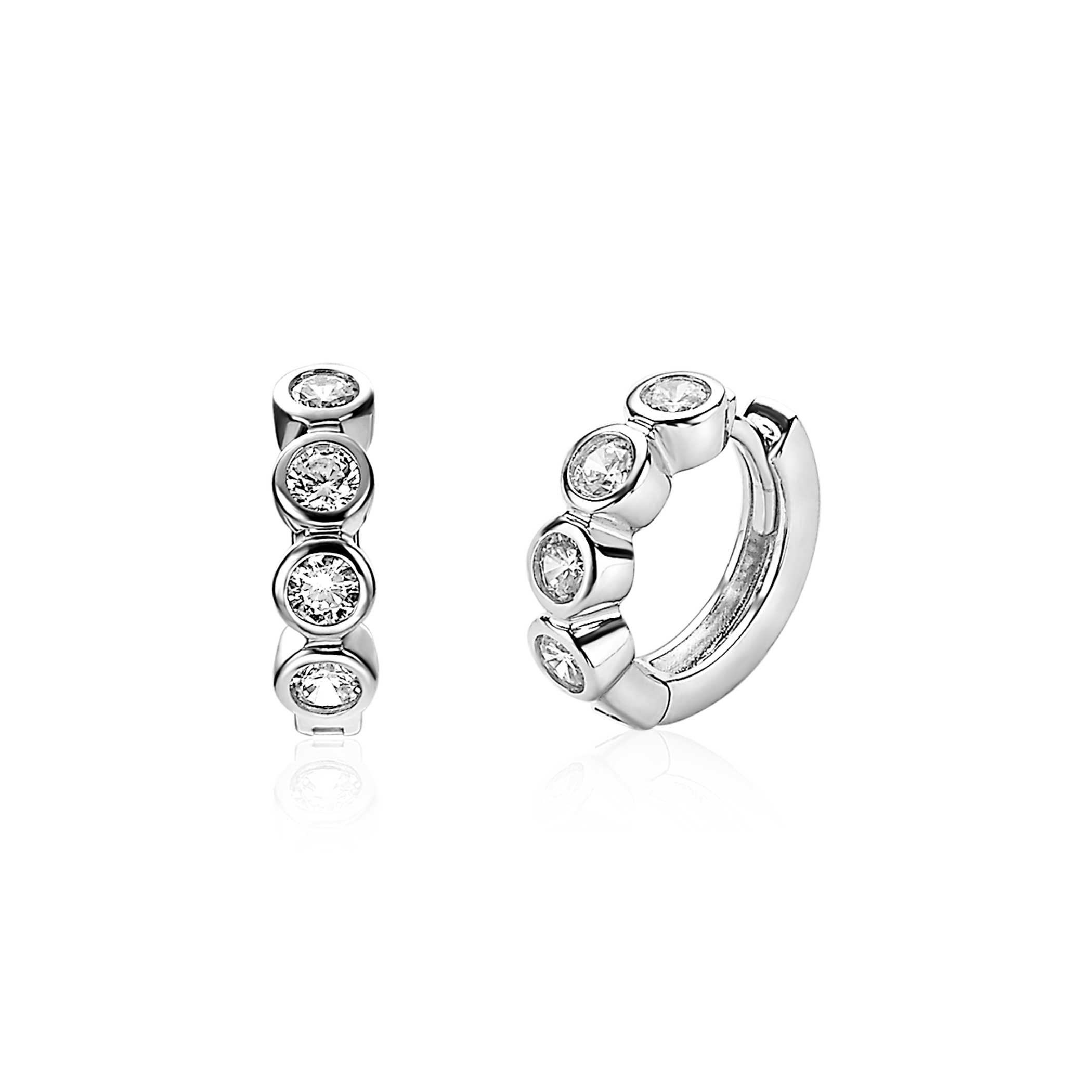 ZINZI silberne Ohrringe rund  weiß 15 x 4mm ZIO1838