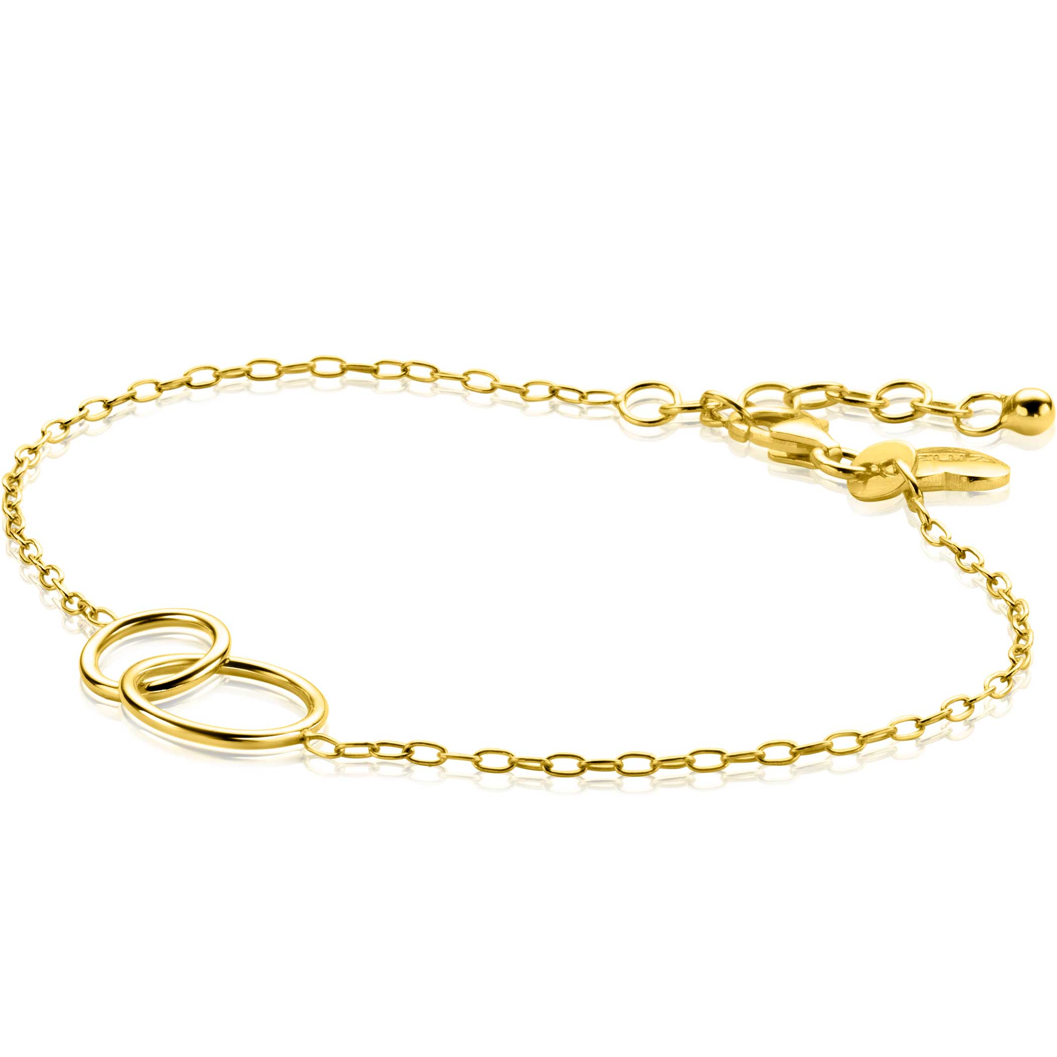 ZINZI Silber 14 Karat Gelbgold plattiertes Paperclip-Gliederarmband mit runden Formen 17-20 cm ZIA2275G