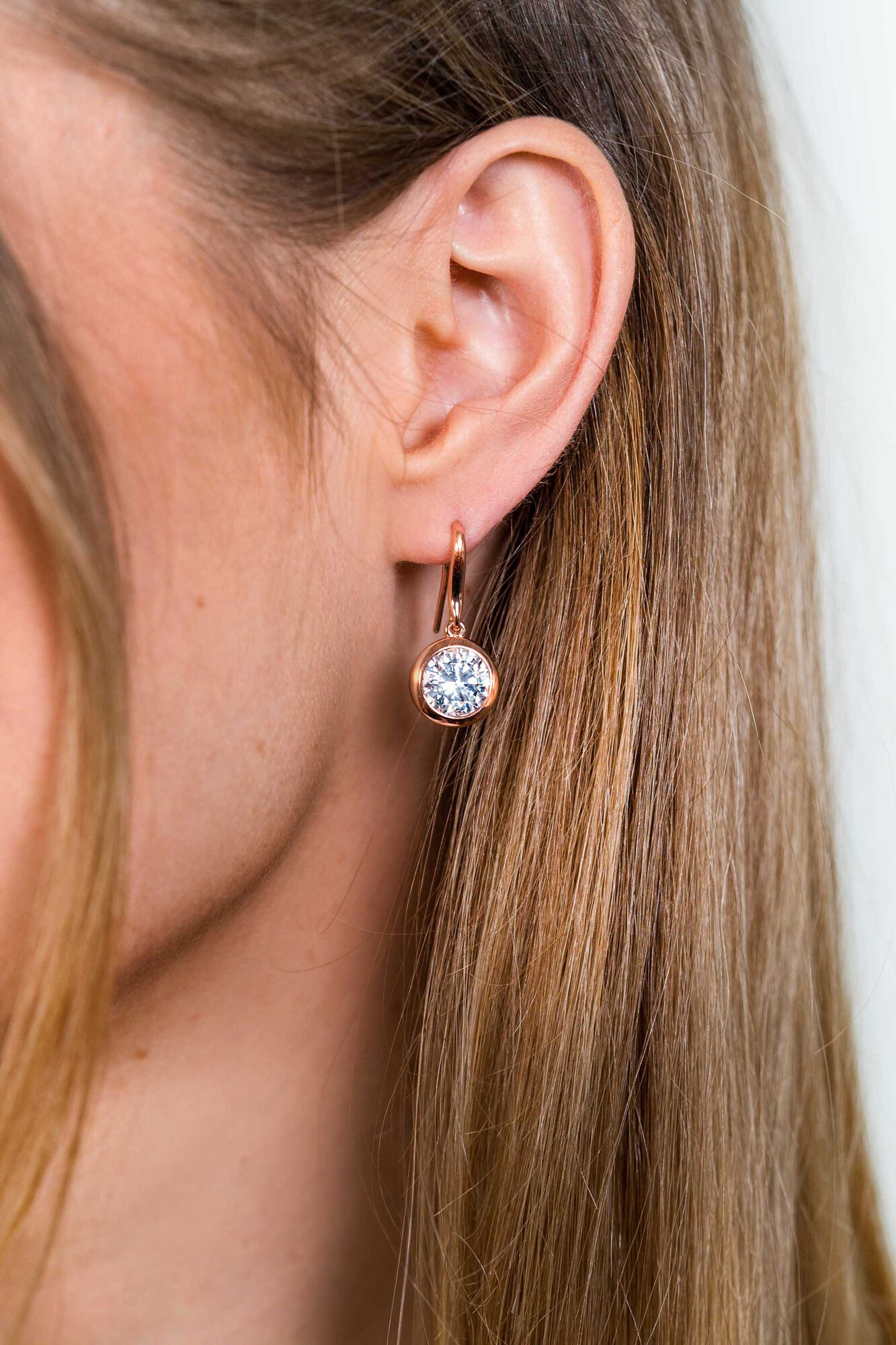 ZINZI silberne Ohrhänger rosé vergoldet  weiße Zirkonia 11mm ZIO3