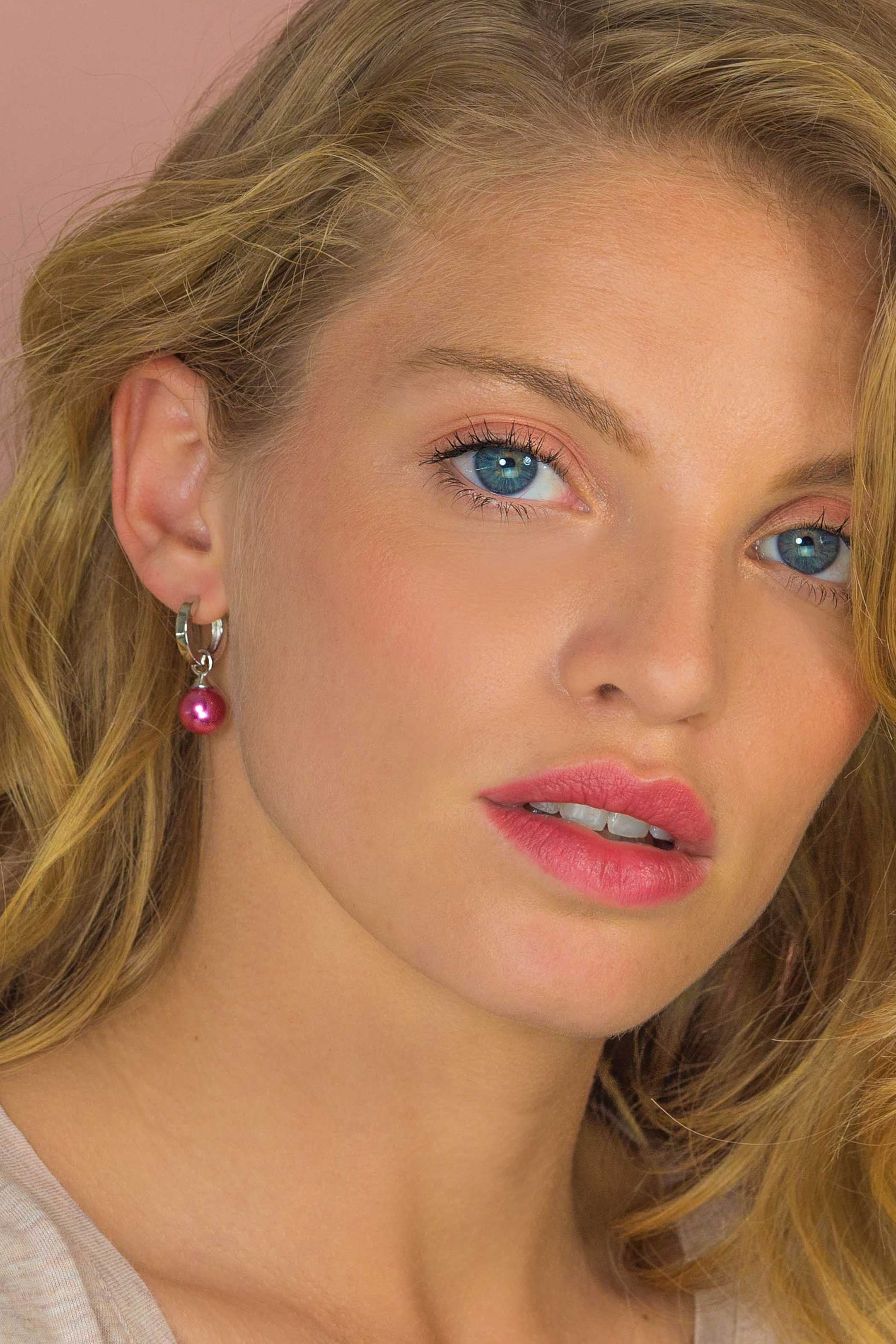 ZINZI silberne Ohrhänger Perle fuchsia rosaZICH266F