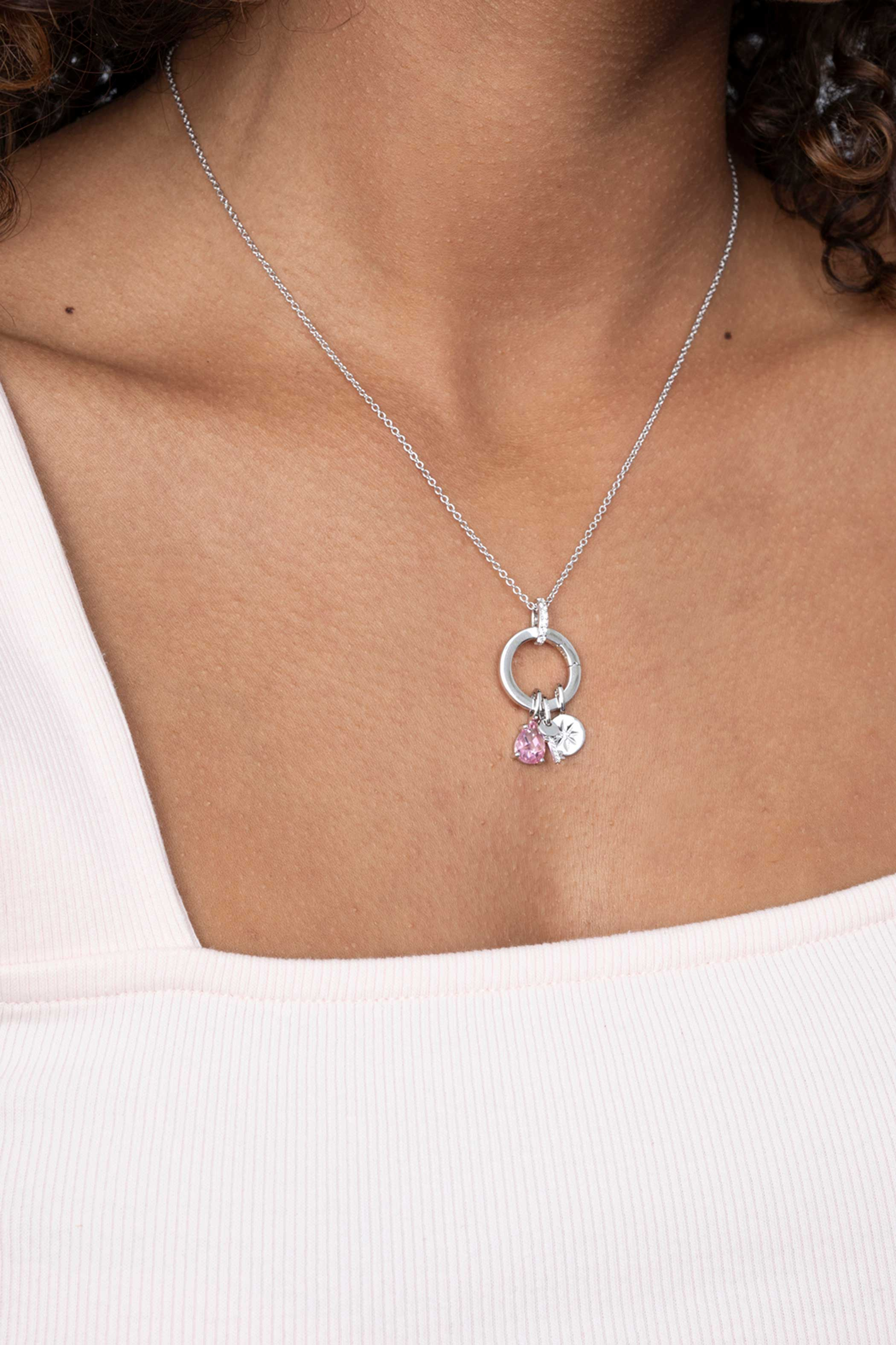 ZINZI silberner runder Anhänger 17mm mit geschlossenem Ring  weiß ZIH2060