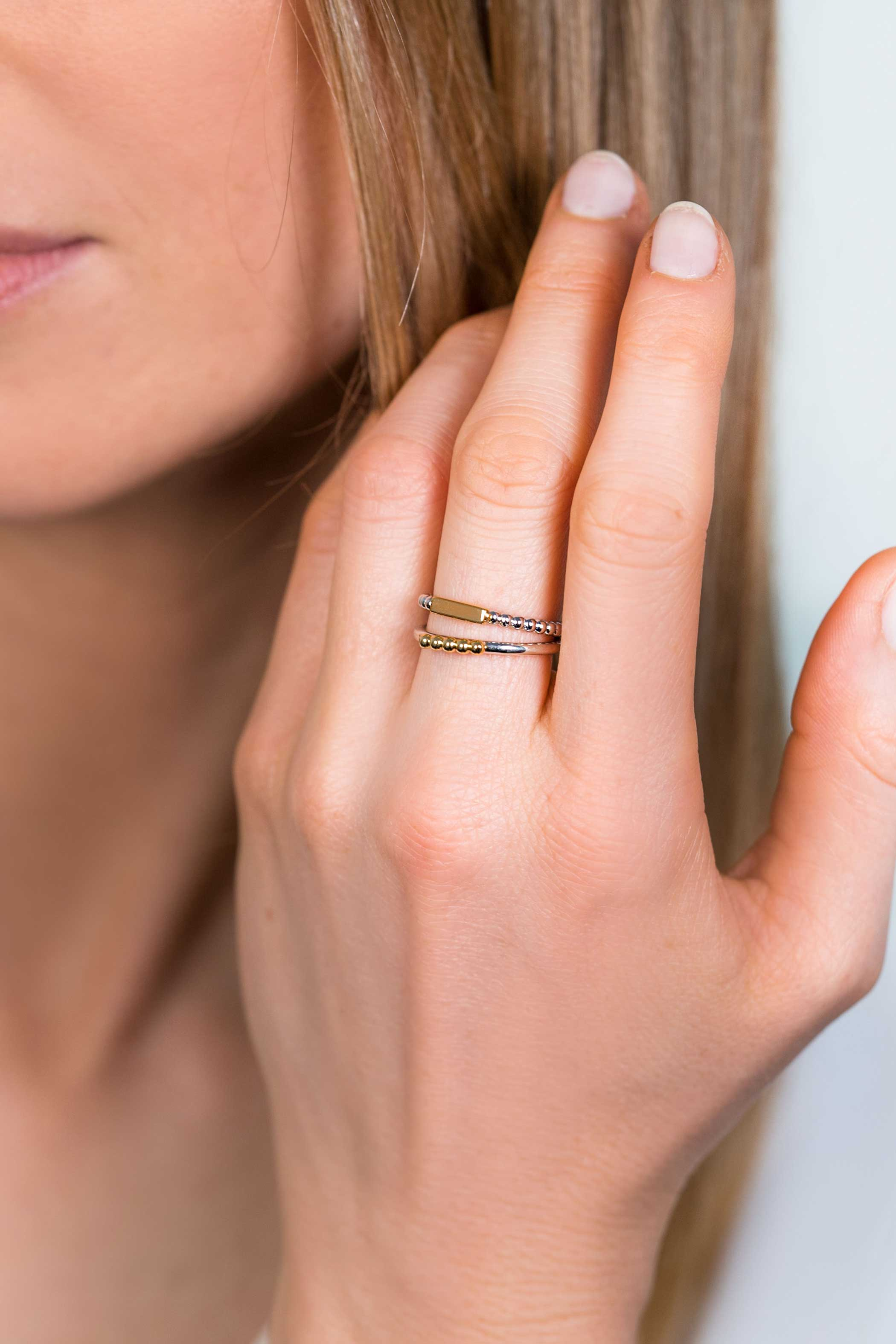 ZINZI silberner Ansteckring Kugeln gelbvergoldet ZIR1969