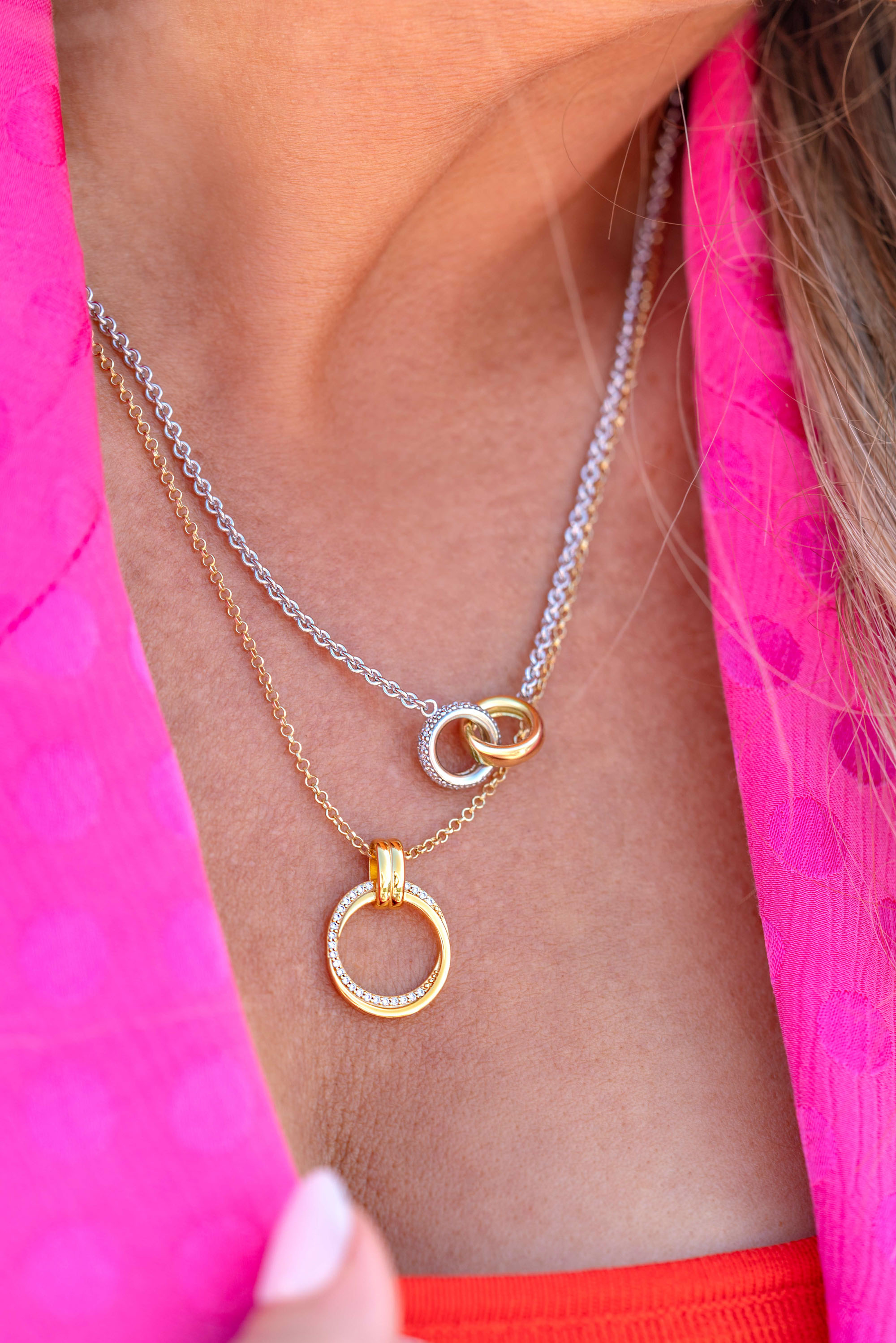 ZINZI Silberkette 45cm in 14K Gelbgold mit rundem Anhänger 22mm ZIC2266Y