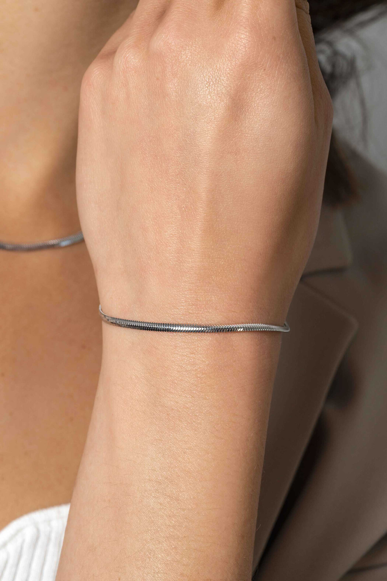 ZINZI zlv. armband platte slang 2.5mm breed