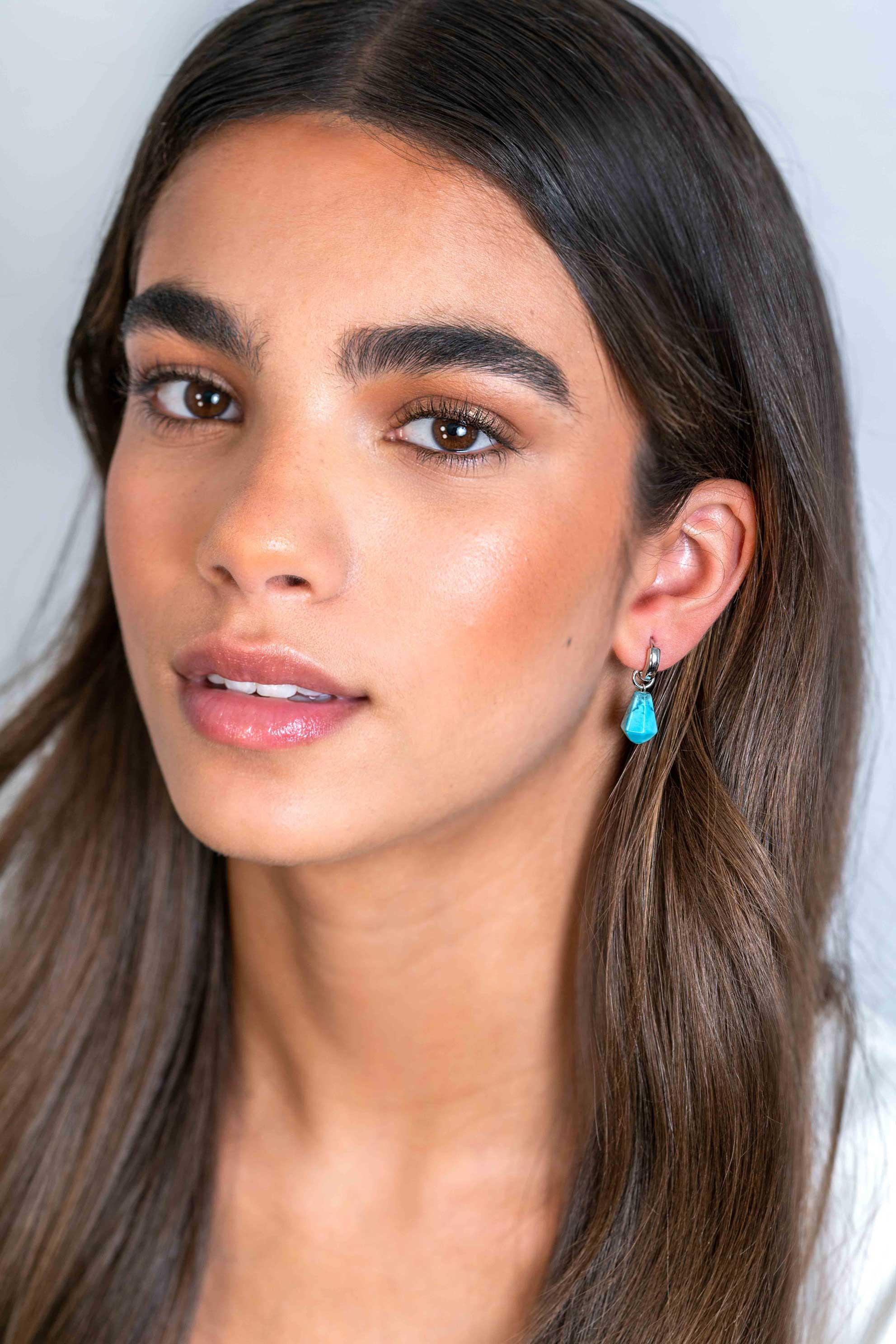 ZINZI zlv. creoolhangers pegel turquoise zlv.oog