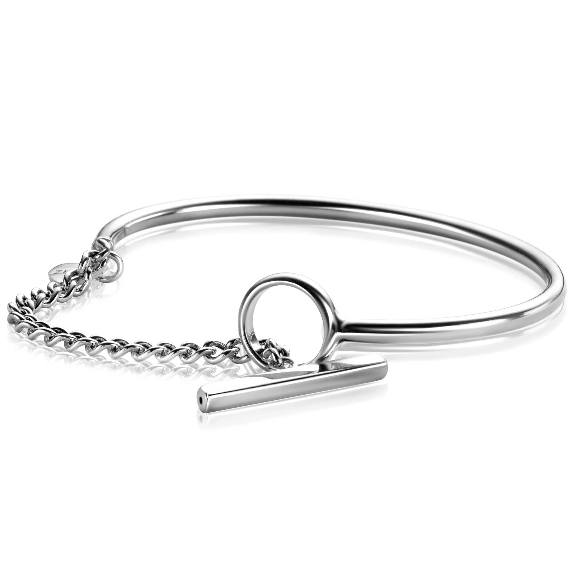 ZINZI zlv. bangle met kapittelstokje slot