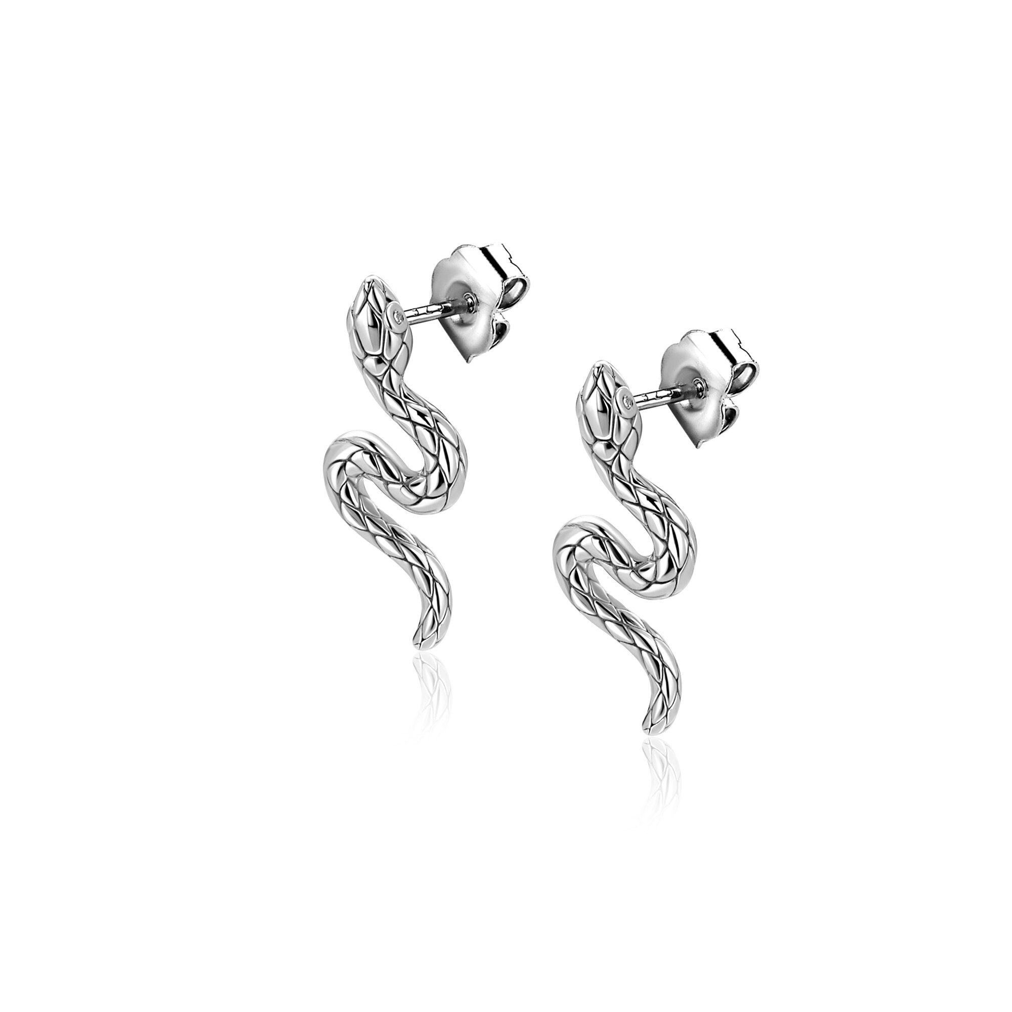 ZINZI zlv. oorknopjes slang met zirc.ogen