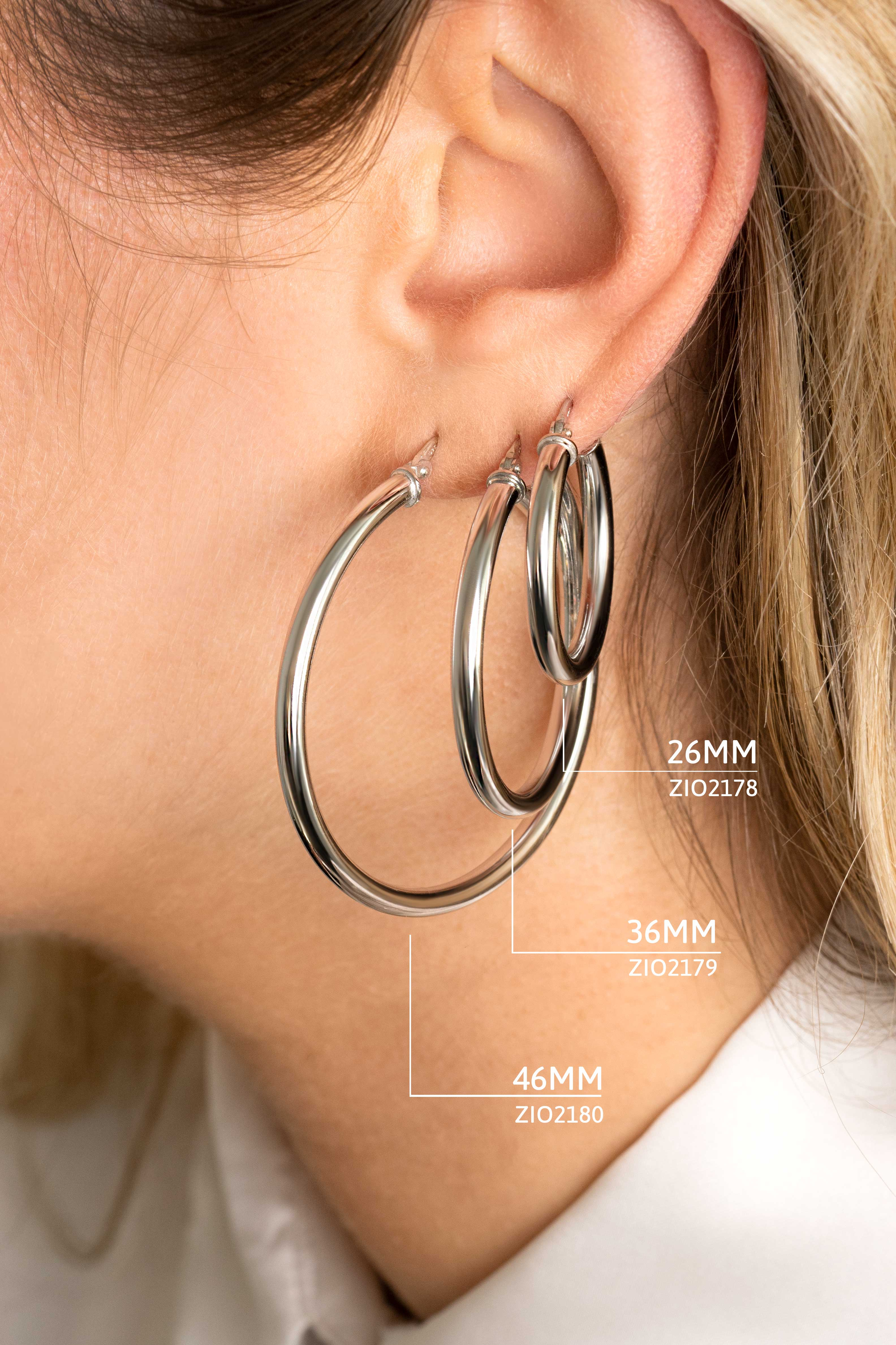 ZINZI silberne Ohrringe 46x3mm rund ZIO2180