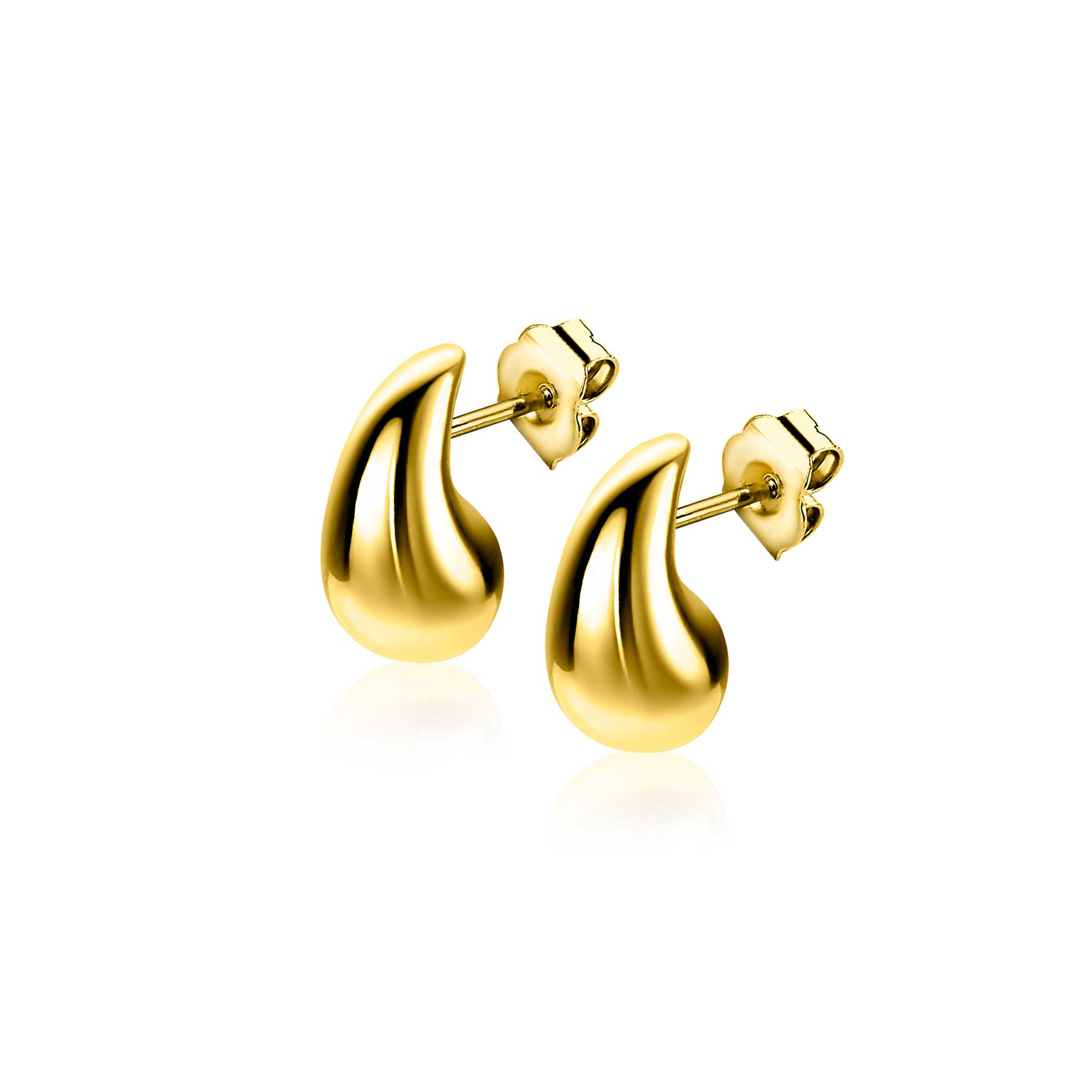 11mm ZINZI vergoldete Silber Ohrstecker in organischer Tropfenform ZIO2636G