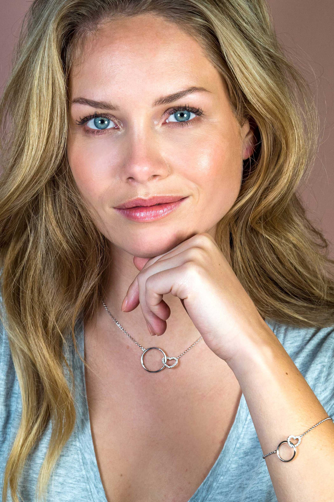 ZINZI silberne Kette Herz rund  weiß 45cm ZIC1483