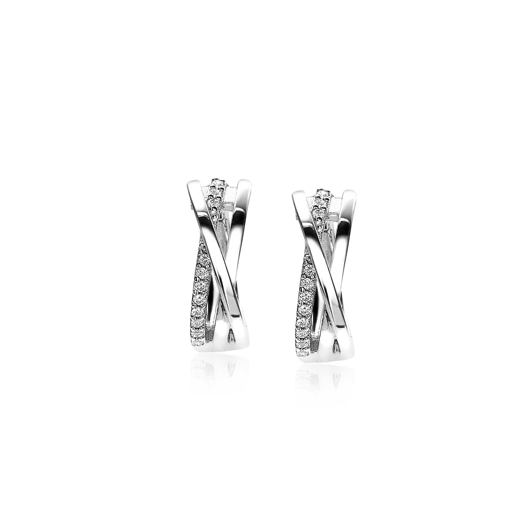 ZINZI silberne cross-over Ohrringe 16x15,5mm  weiß ZIO1774