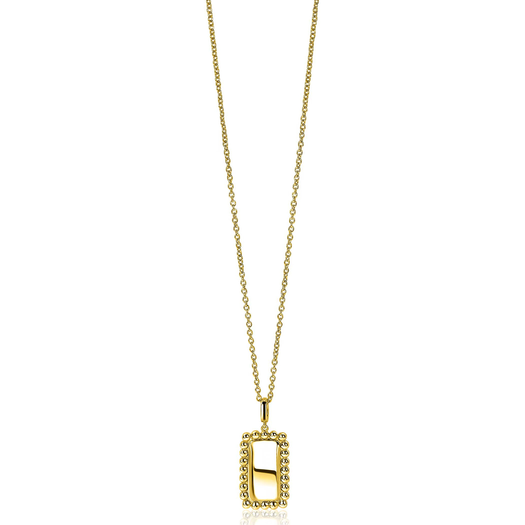 ZINZI silberner Anhänger gelbvergoldet 26mm Rechteck mit Kugel rand ZIH1976G