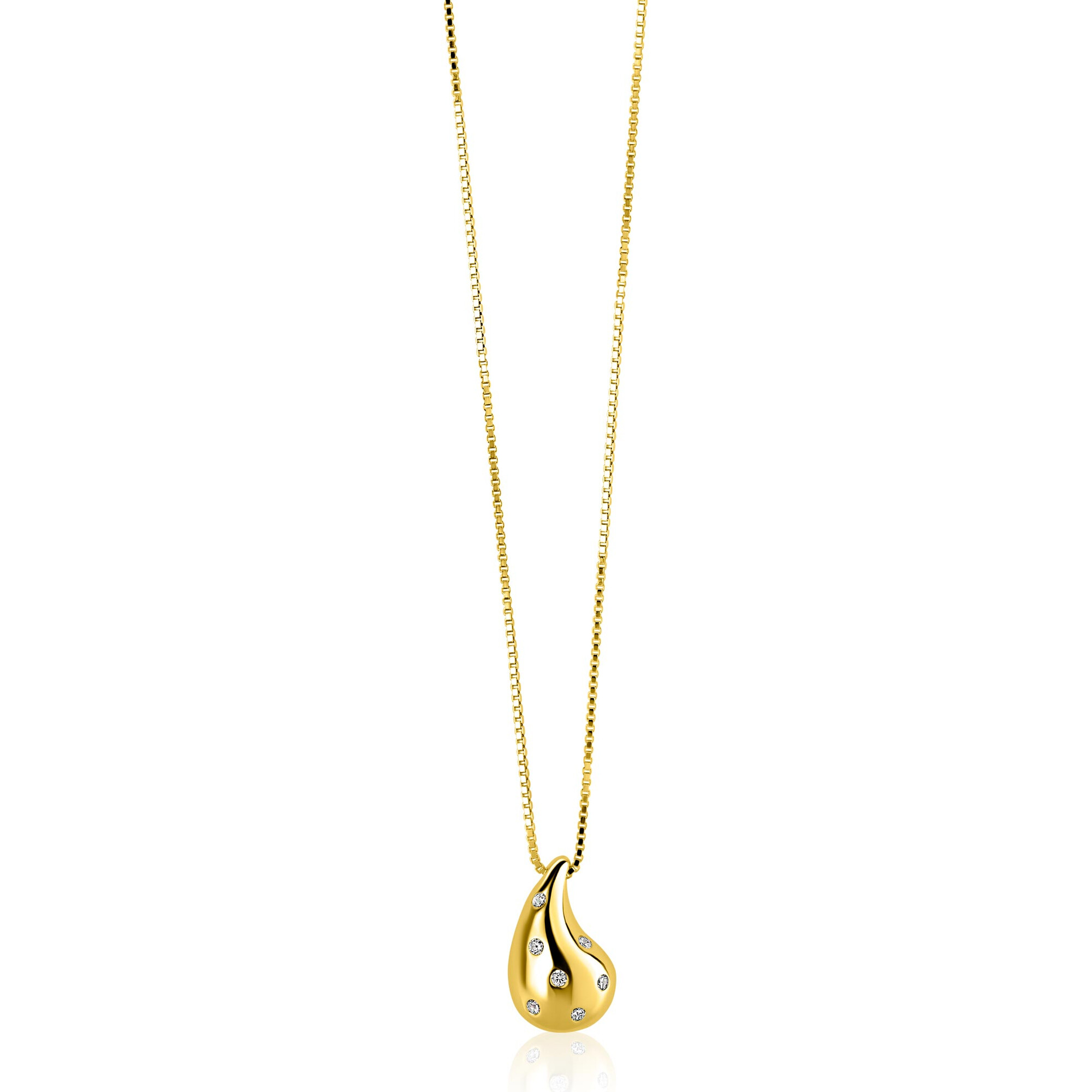 ZINZI zlv.collier gg.verg.druppel hanger met zirconia's