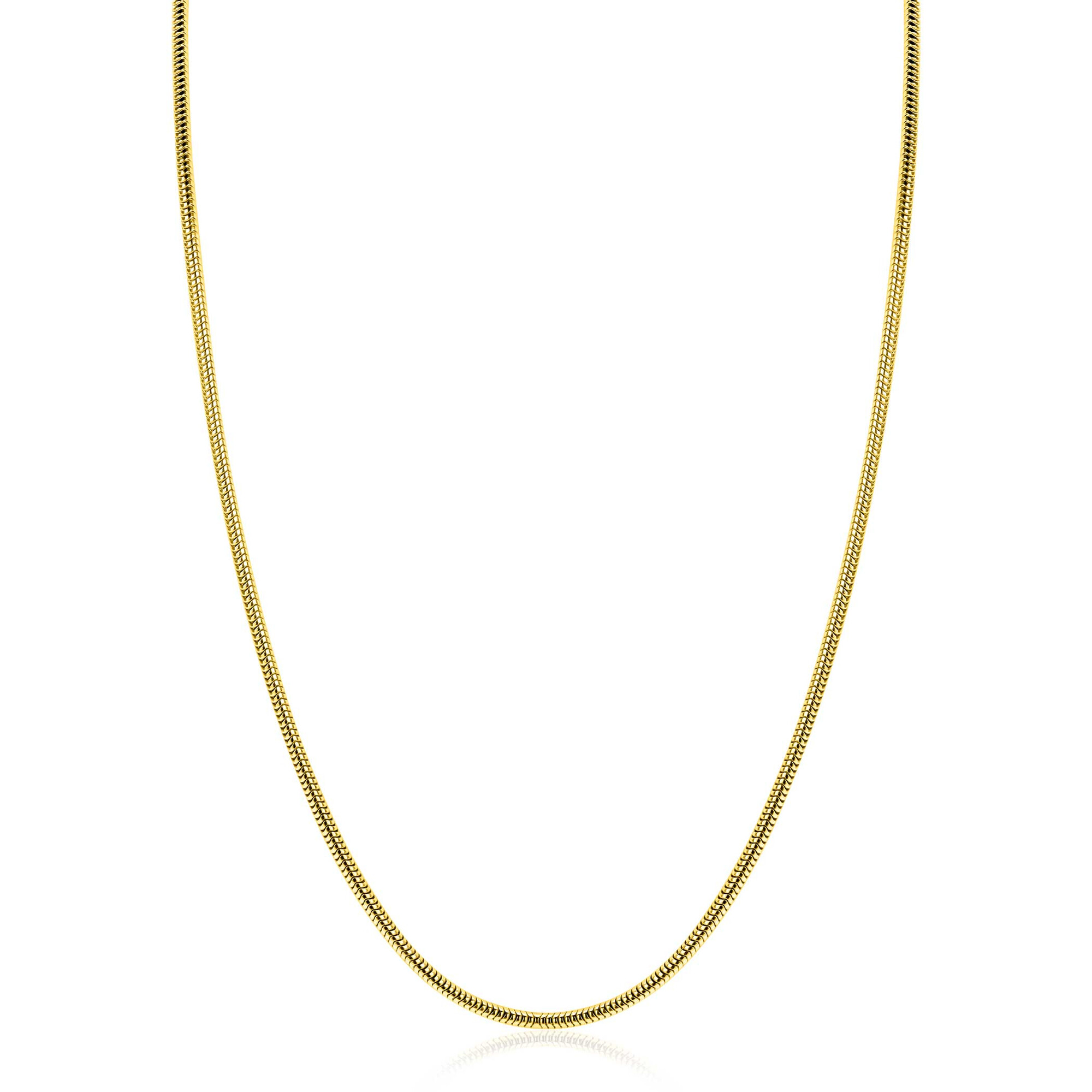 ZINZI zlv. slangen collier gg.verg.rond 2mm 42+3cm
