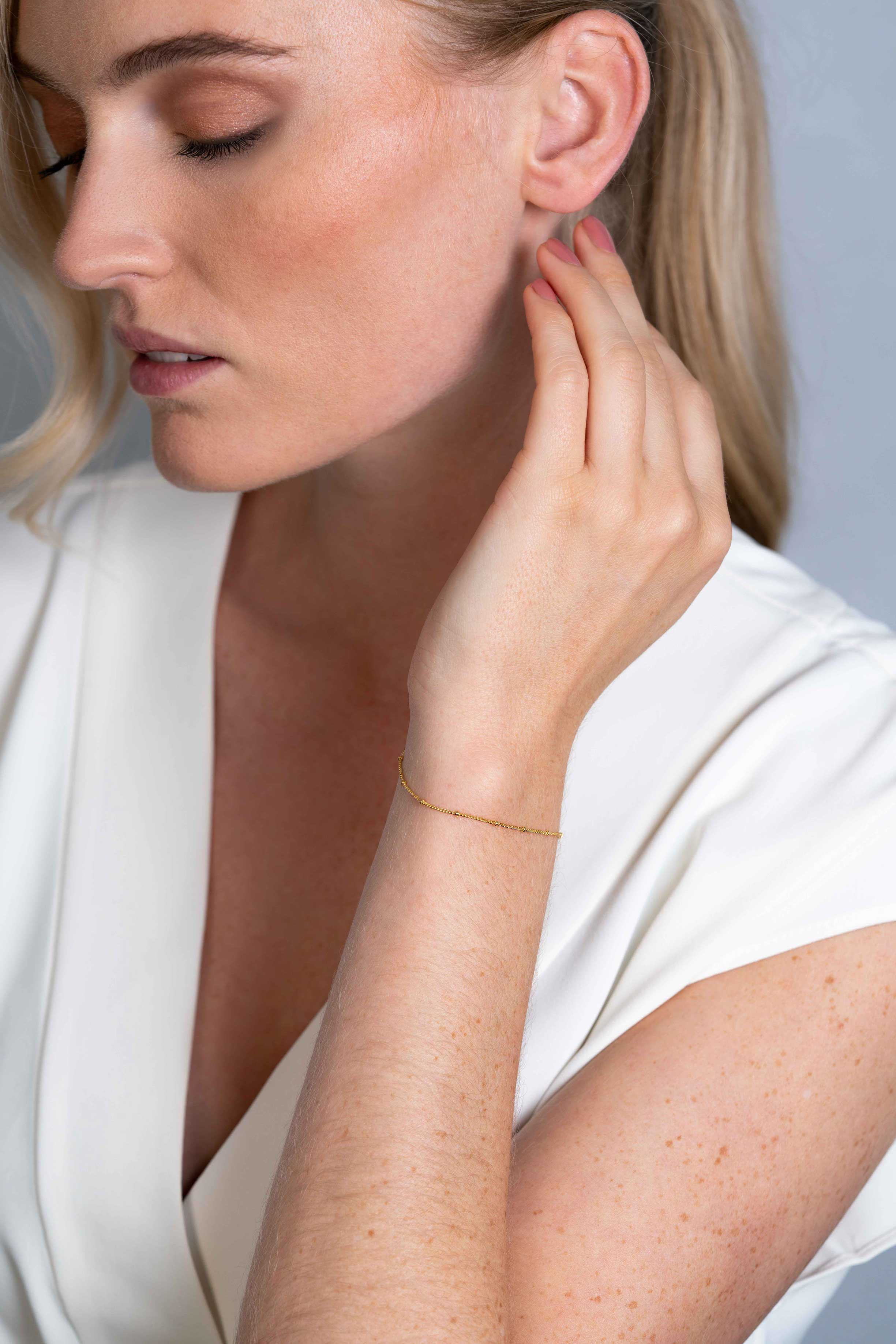 ZINZI silbernes 14K gelb vergoldet Gourmet Armband mit Kugel 17-20cm ZIA2181G