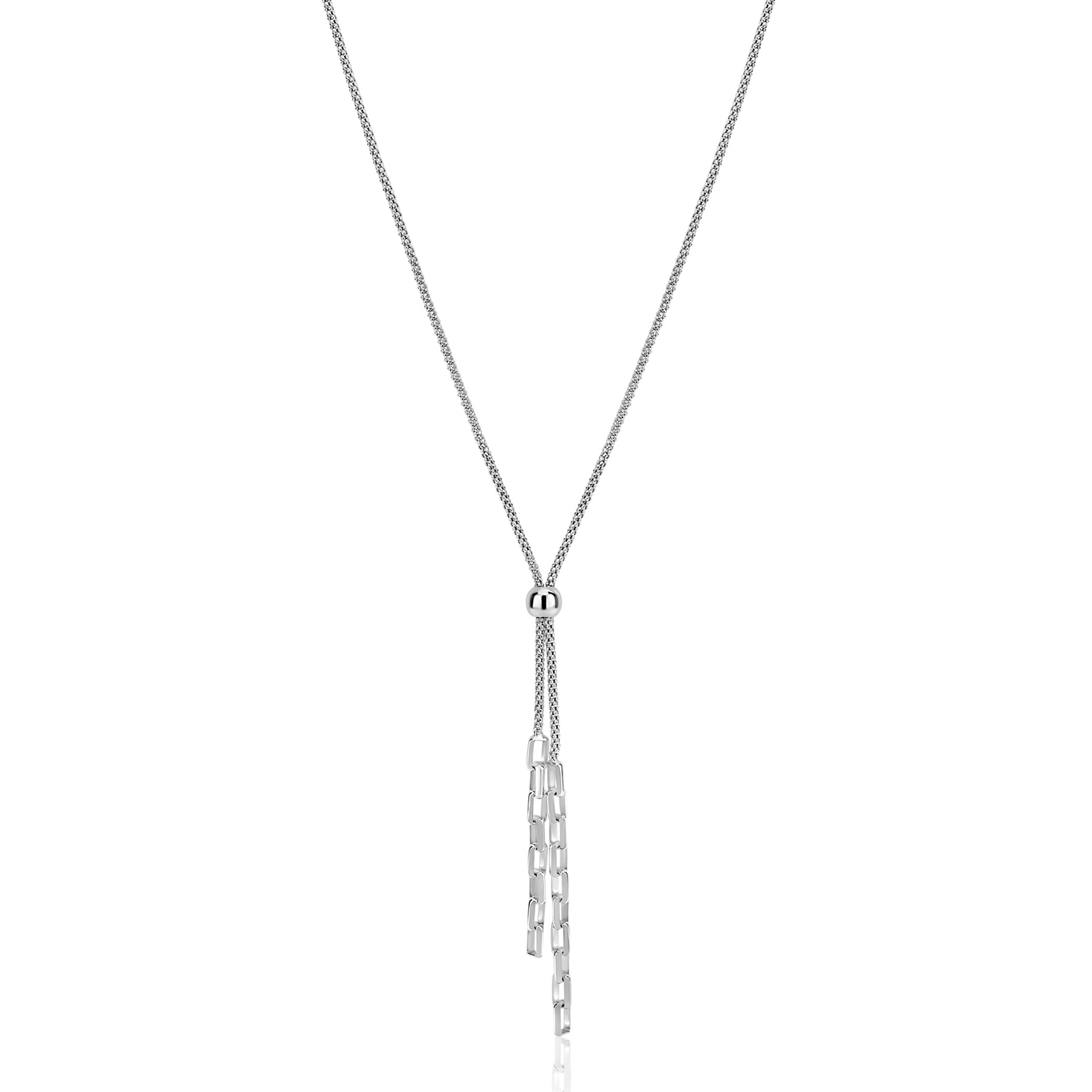 ZINZI zlv. Y-collier popcorn en schakels 43-46cm