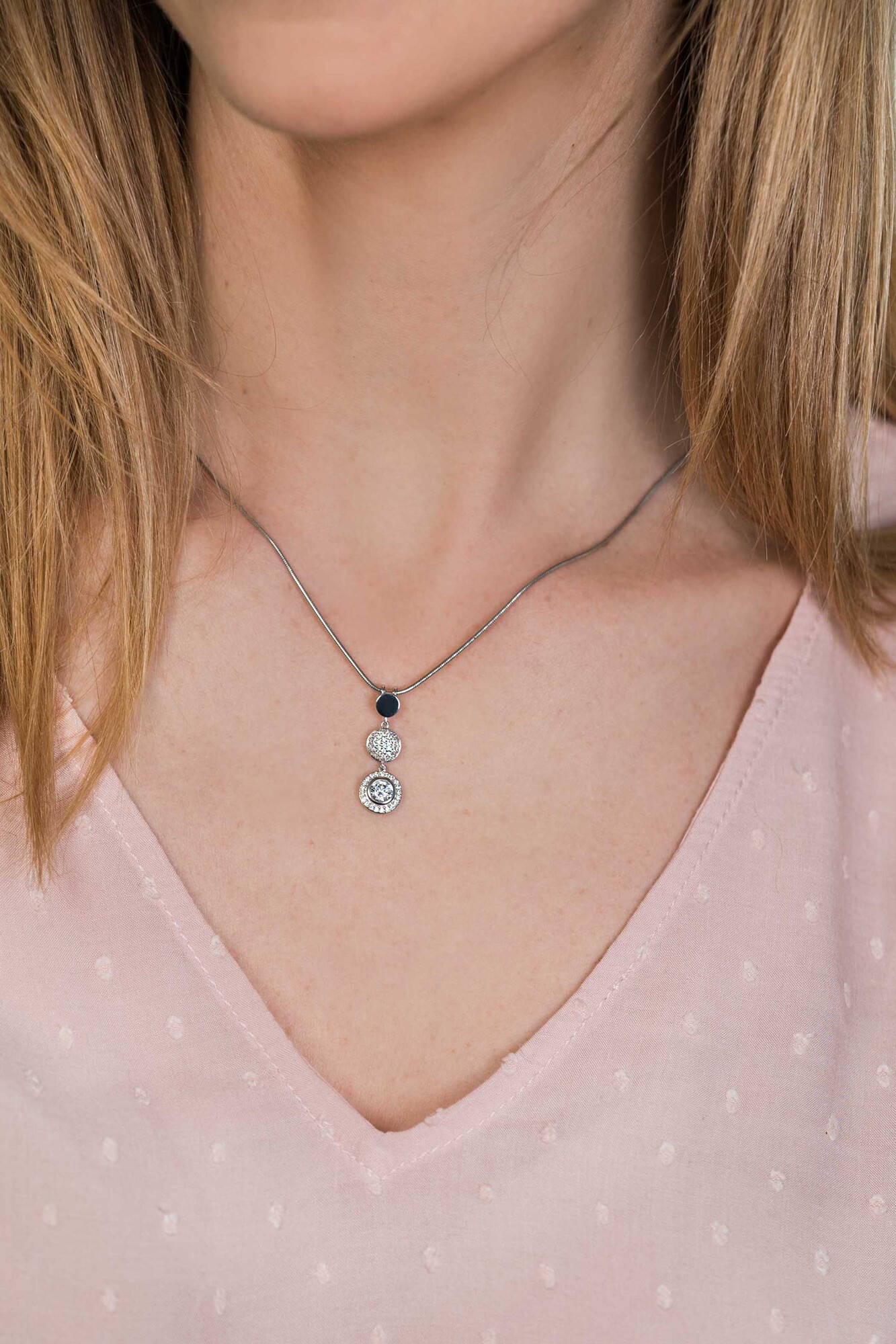 ZINZI silberner Anhänger 26mm runde Formen weiße Zirkonias ZIH1973