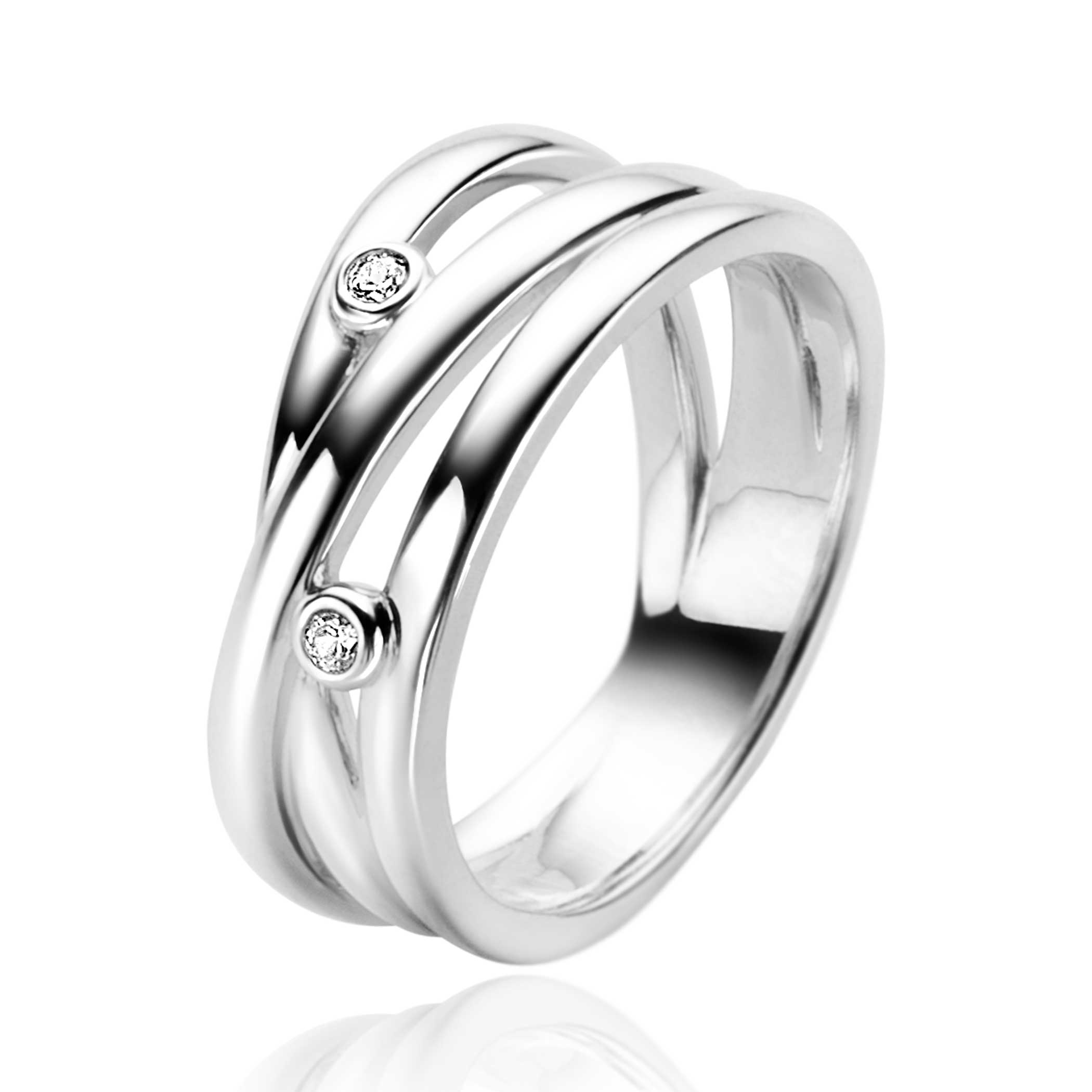 ZINZI zlv. ring cross-over met zirconia's mt.60