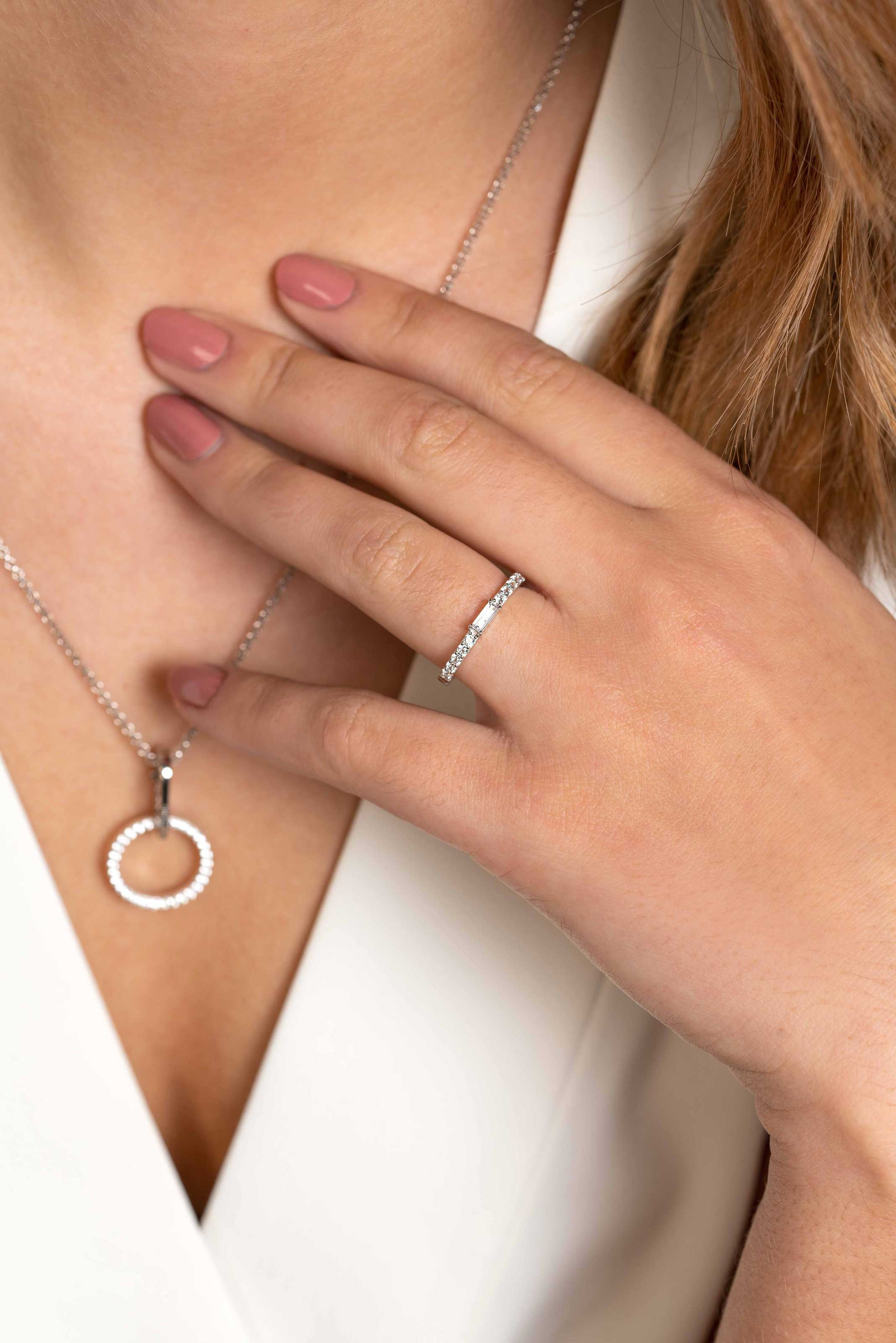 ZINZI silberner Luxus Ansteckring Baguette Schliff weißer Zirkonia ZIR2133