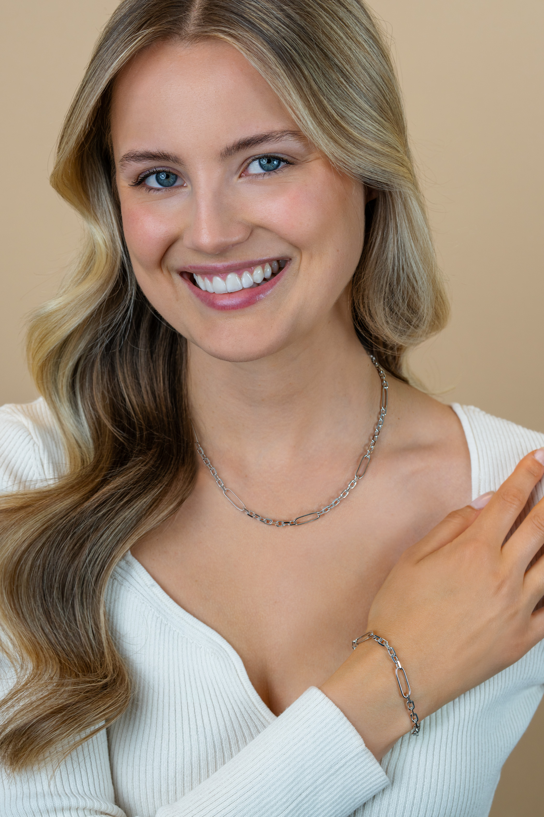 ZINZI zlv. armband schakels en paperclip