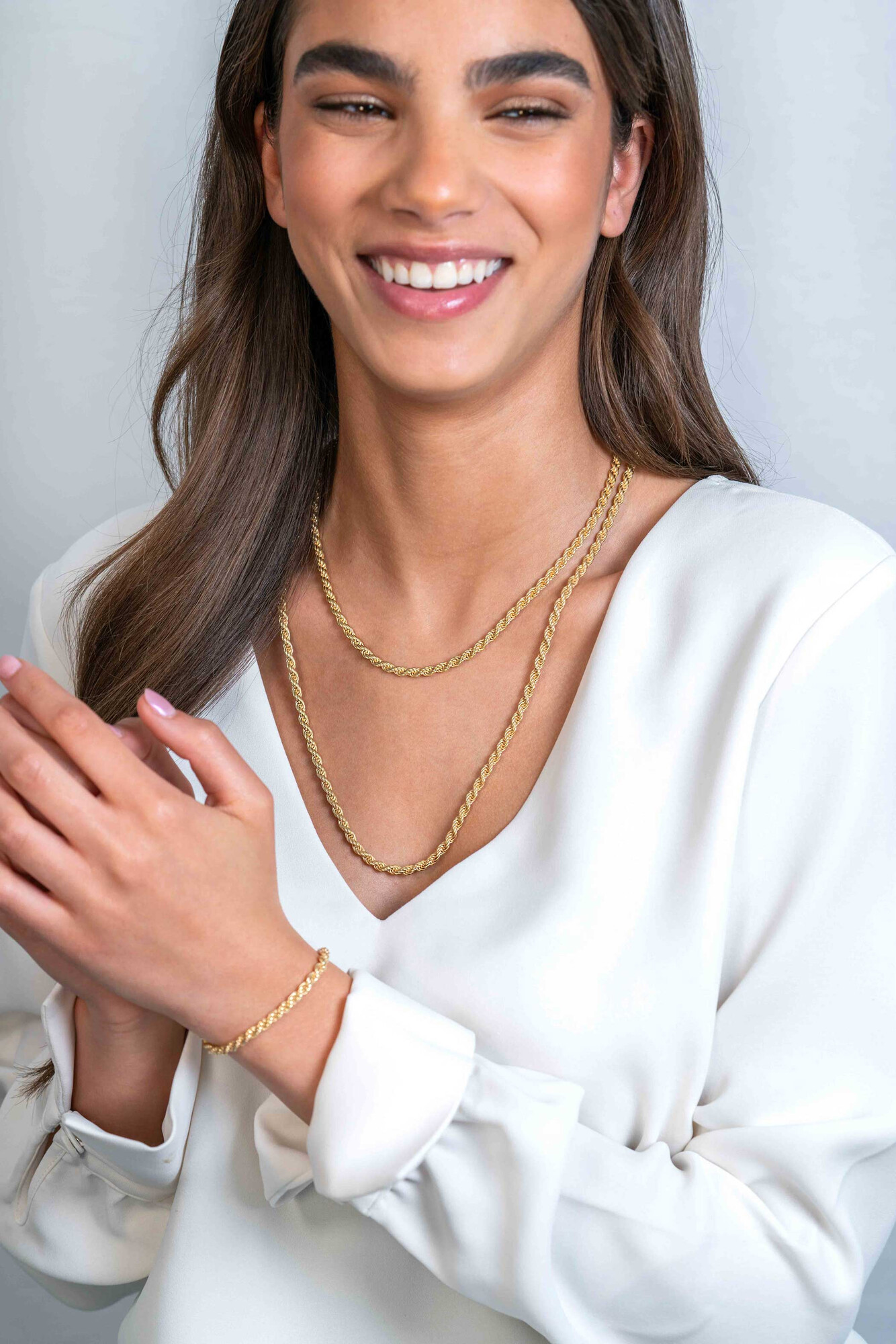 ZINZI zlv. collier geel verguld koord 4mm 60cm